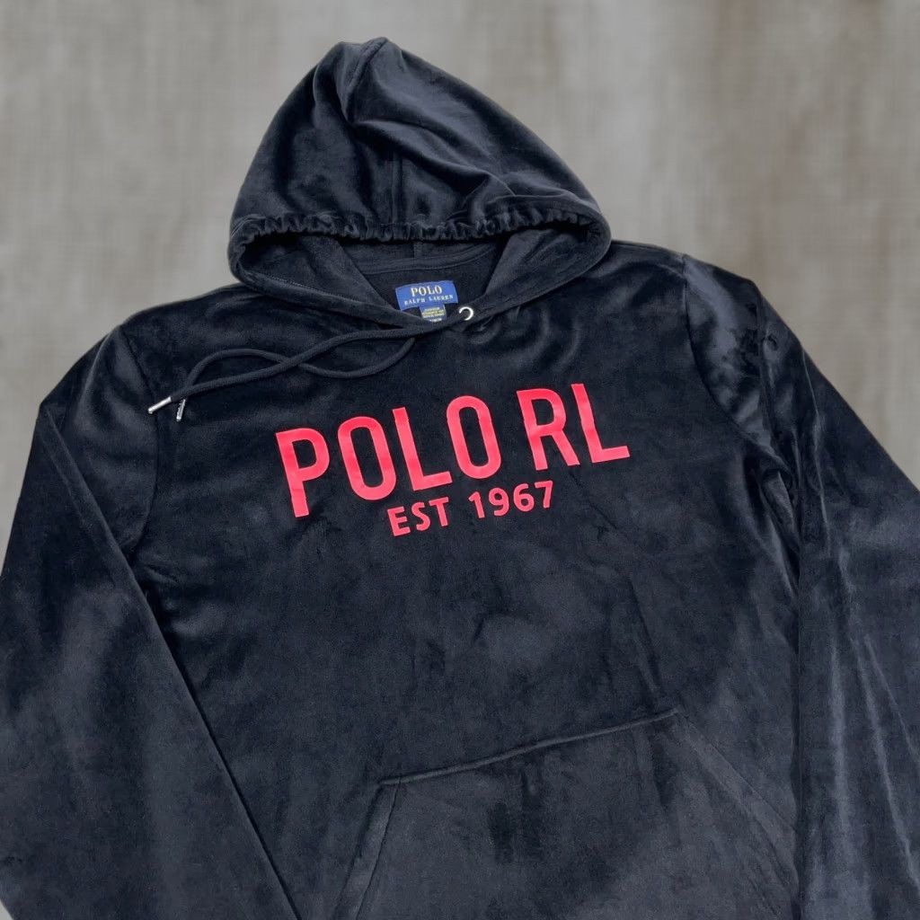 Polo Ralph Lauren Polo Ralph Lauren Hoodie Men Medium Black Red Sleep Wear Velour Lounge Spellout Size US M / EU 48-50 / 2 - 1 Thumbnail