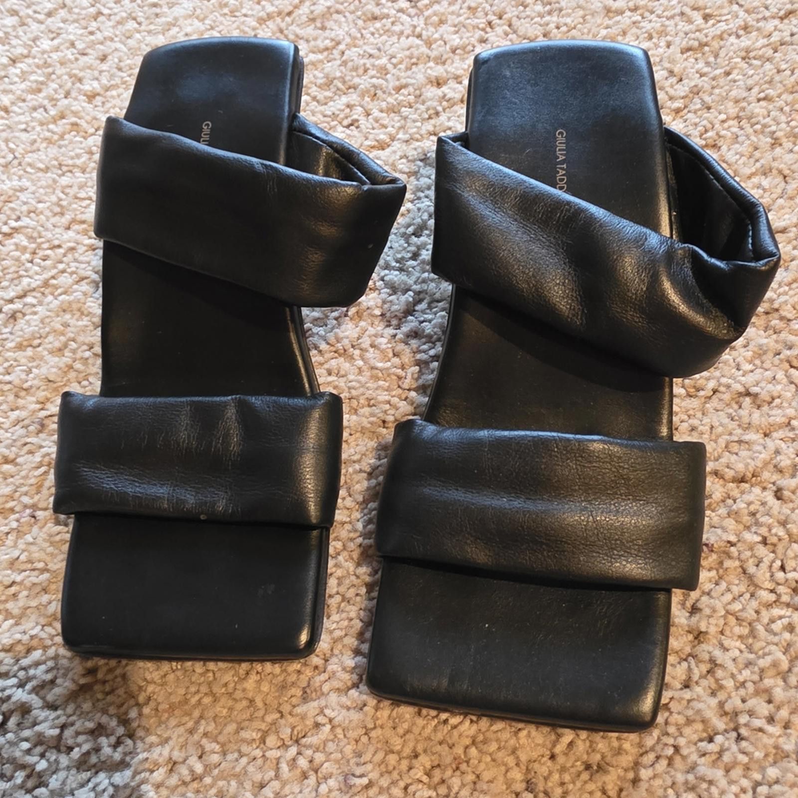 Other Designer, Made in Italy Chic Black & Tan Block Heel Sandals Size US 7.5 / IT 37.5 - 2 Thumbnail