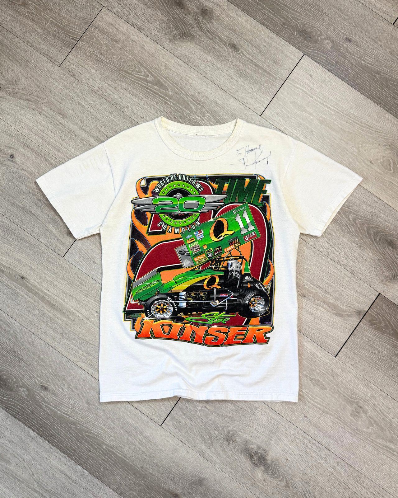 Vintage Rare 2008 Signed Steve Kinser Sprint Car Racing TShirt Small Size US S / EU 44-46 / 1 - 1 Thumbnail