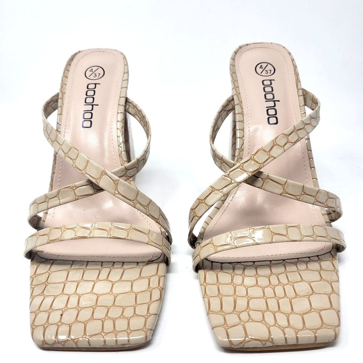 Boohoo Boohoo Faux Croc Strappy Block Heel Sandals Square Toe 6.5 Size US 6.5 / IT 36.5 - 3 Thumbnail