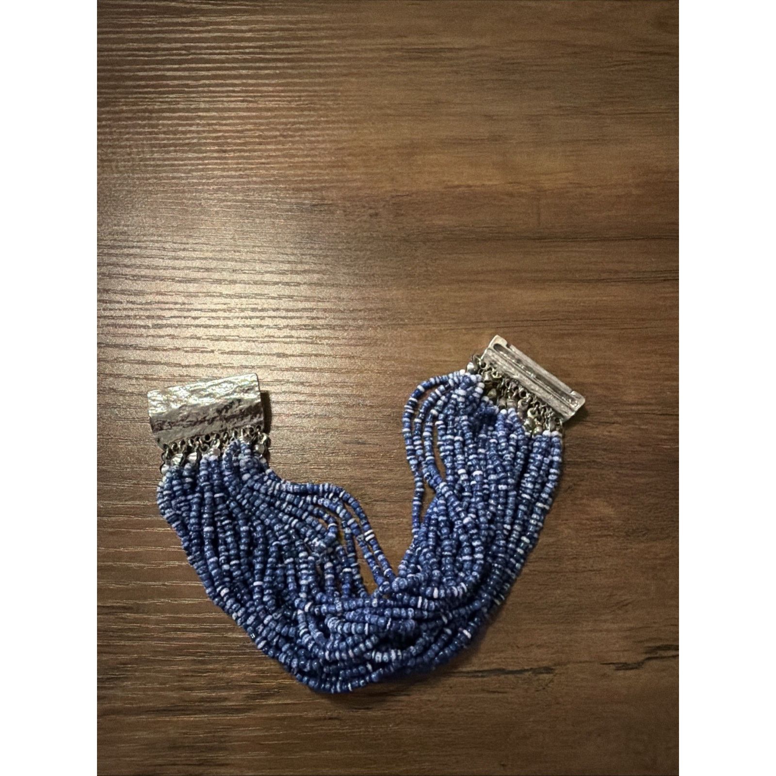 The Unbranded Brand ERMISH Blue Beaded Stretch Bracelet Magnetic Clasp Size ONE SIZE - 1 Thumbnail