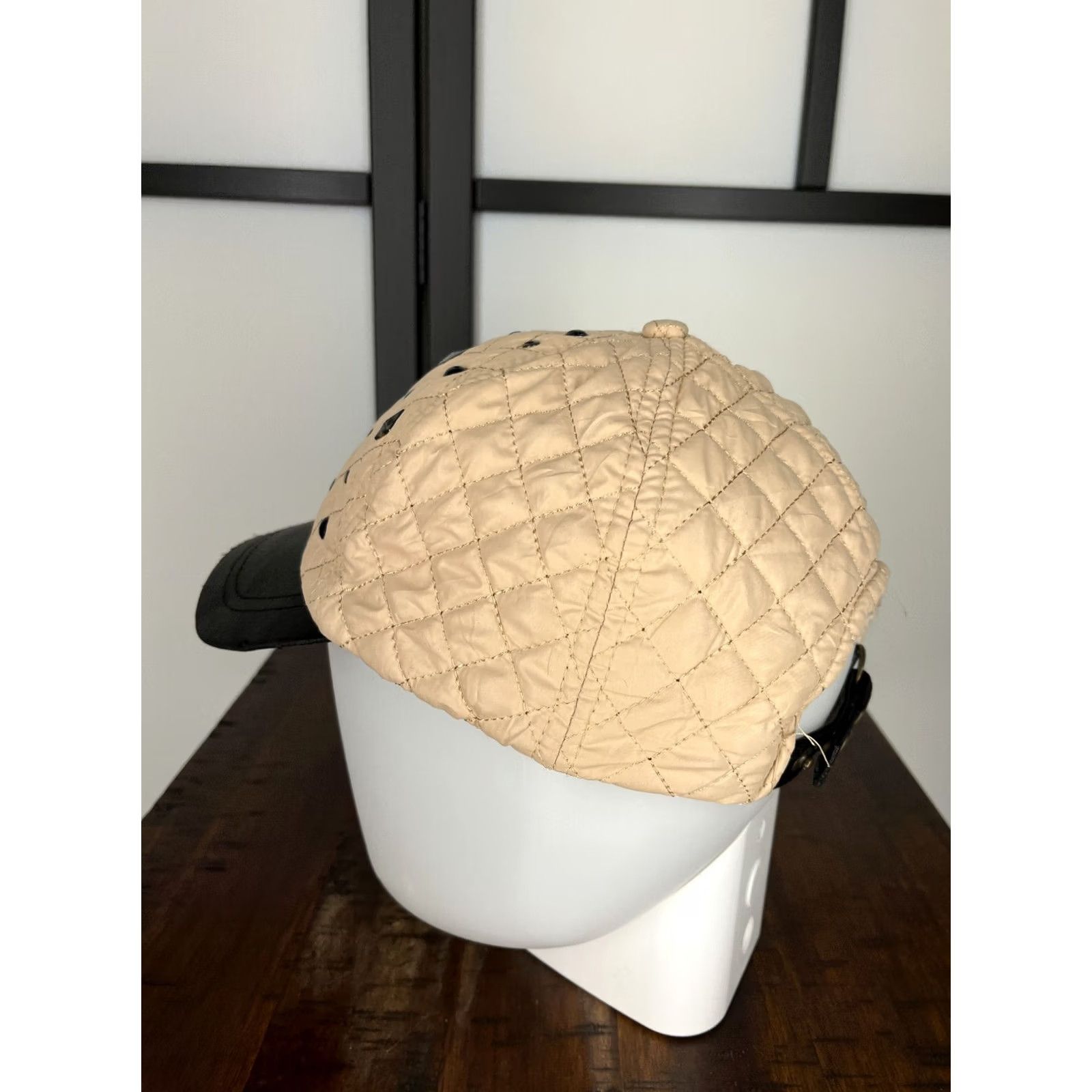 Vintage Bongo Hat Cap Strap Back Womens One Size Beige Beaded Bling Polyester Blend Hat Cap One Size Beige Beaded Rhinestone Strap Womens Size ONE SIZE - 5 Thumbnail