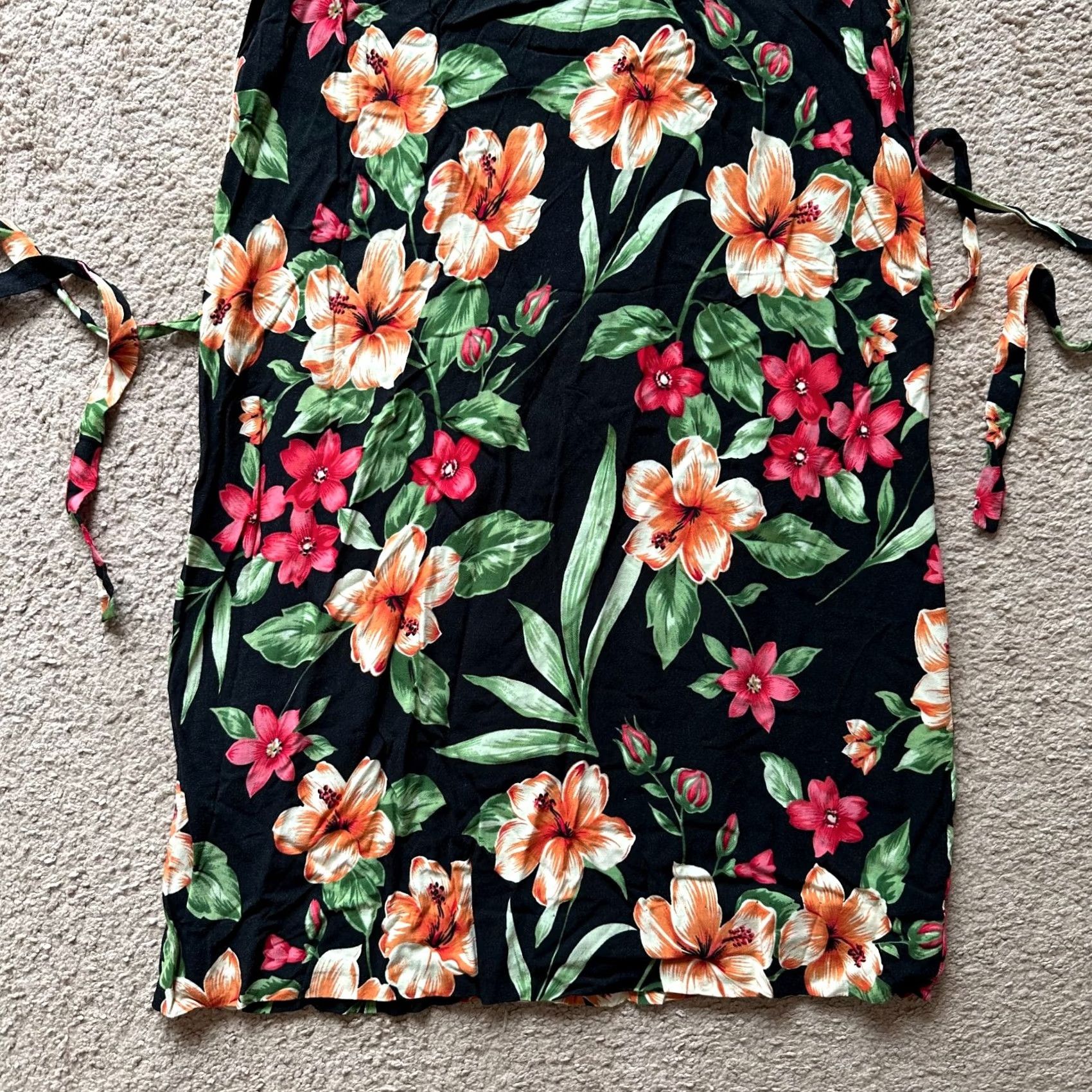 Vintage Notations Top Womens Large Floral Rayon Lightweight Straps Pullover Black Size L / US 10 / IT 46 - 4 Thumbnail