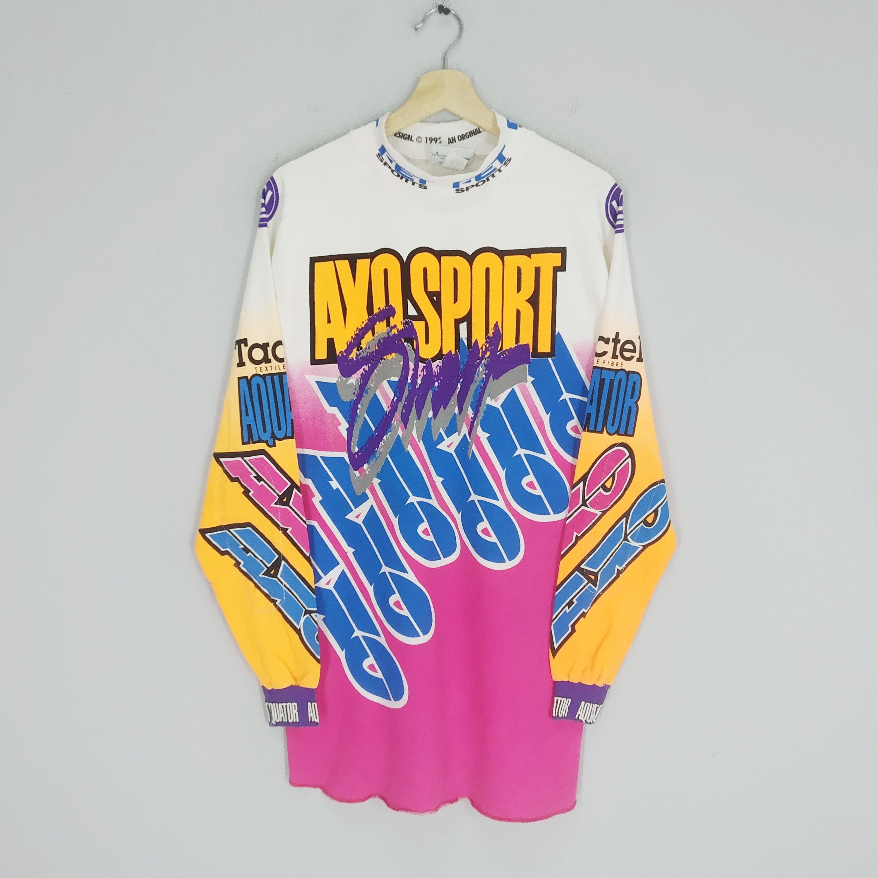 image of Made In USA x Racing Vintage Axo Motocross Racing Longsleeve Dirt Bike T-Shirt, Men's (Size Large)