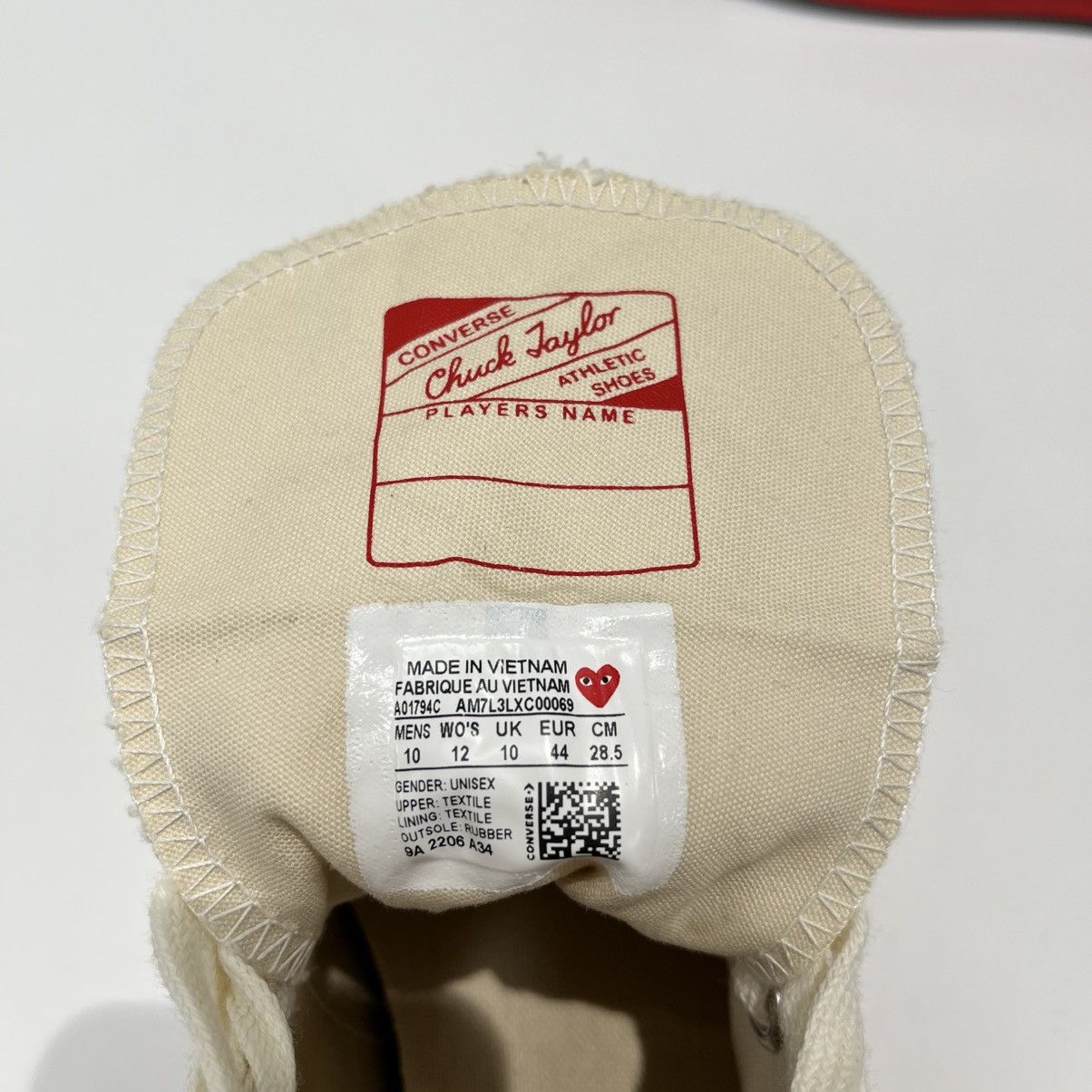 Comme des Garcons × Converse Converse Chuck Taylor All Star 70 Hi x CDG Play Red Midsole Size US 10 / EU 43 - 15 Thumbnail