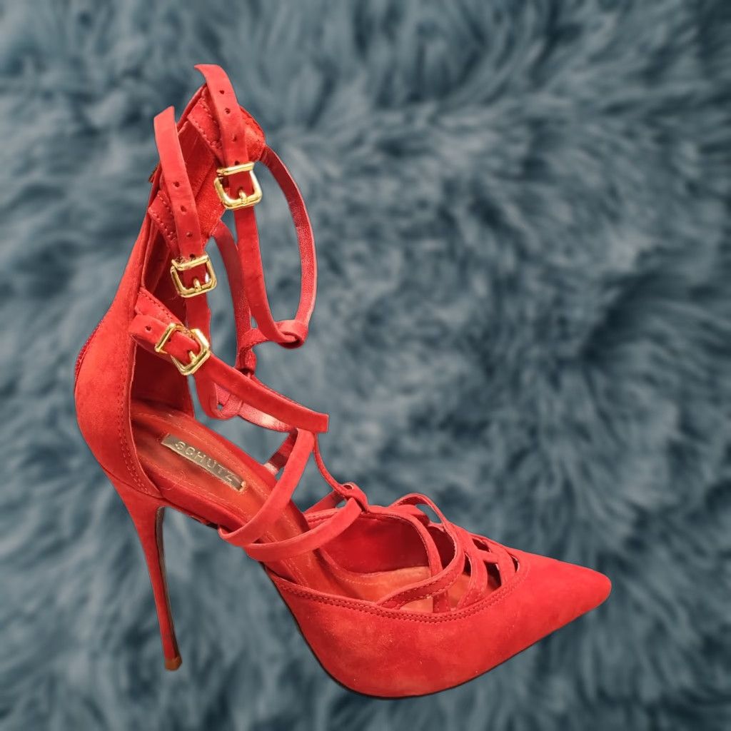 SCHUTZ Schutz Paluda Caged Stiletto Strappy Heels Women Size 6 Red Pointed Toe Back Zip Womens Size 6 Schutz Paluda Stiletto Heels Red Size US 6 / IT 36 - 1 Thumbnail