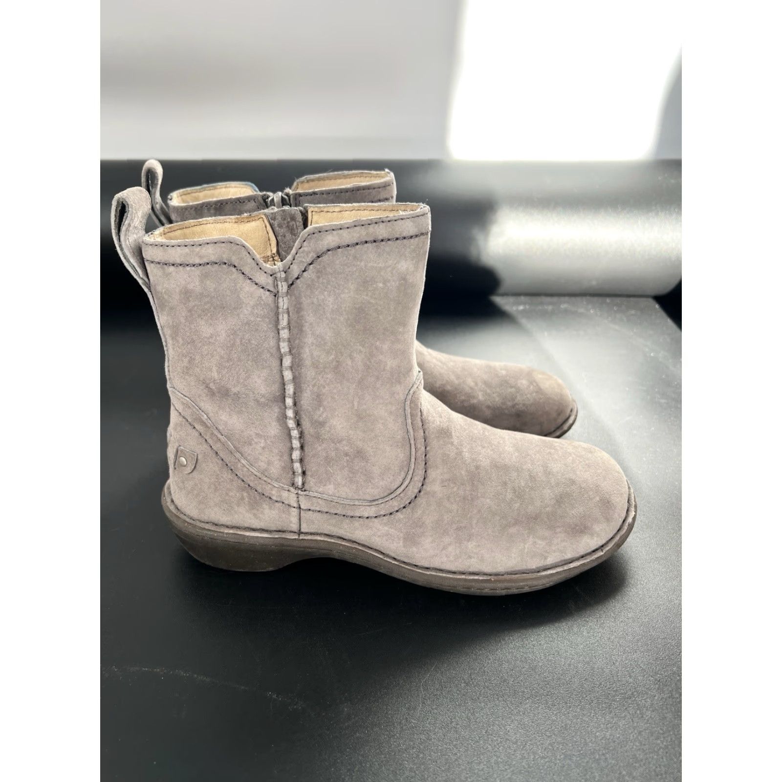 Ugg UGG Womens Neevah Boots - Bootie - Beige Tan Suede - Size 7 - Zip Closure - Shearling Lined - Cushioned Insole - Ankle Bootie - Womens Size US 7 / IT 37 - 6 Thumbnail