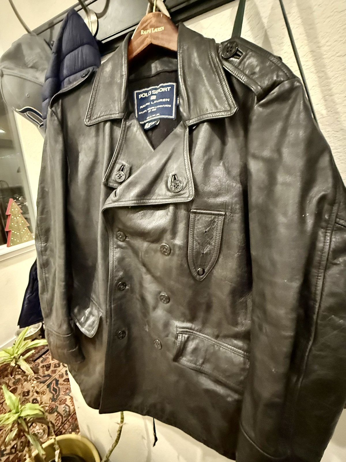 Ralph Lauren Sport “Polo Sport” Leather Peacoat – Vintage c. 1999. Perfect. Size US M / EU 48-50 / 2 - 1 Thumbnail