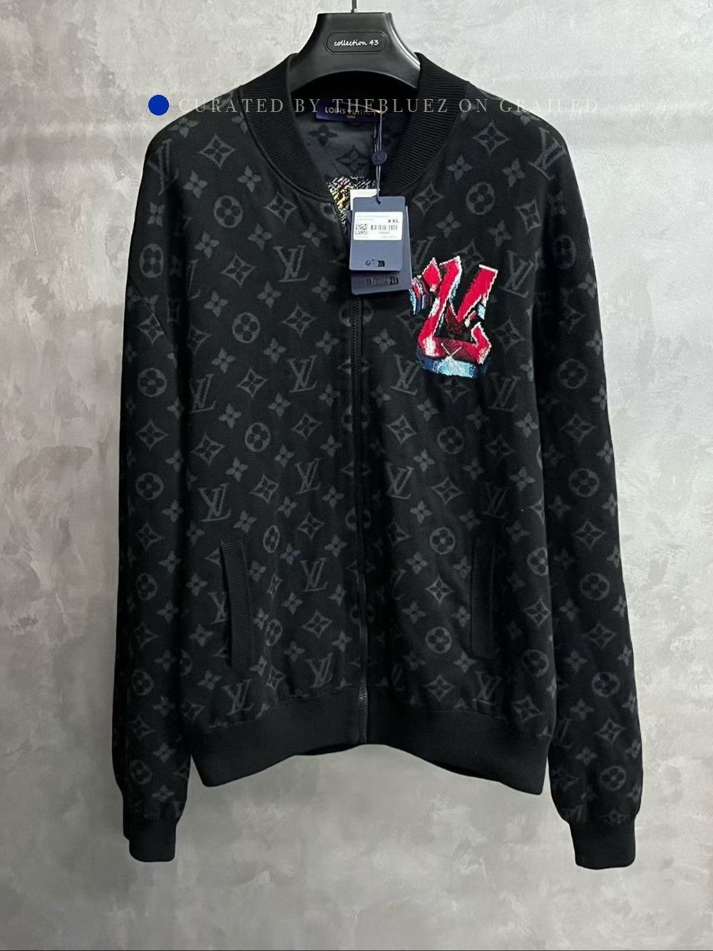 Louis Vuitton Black Patterned Zip-Front Bomber Jacket XXL Size US XXL / EU 58 / 5 - 1 Thumbnail