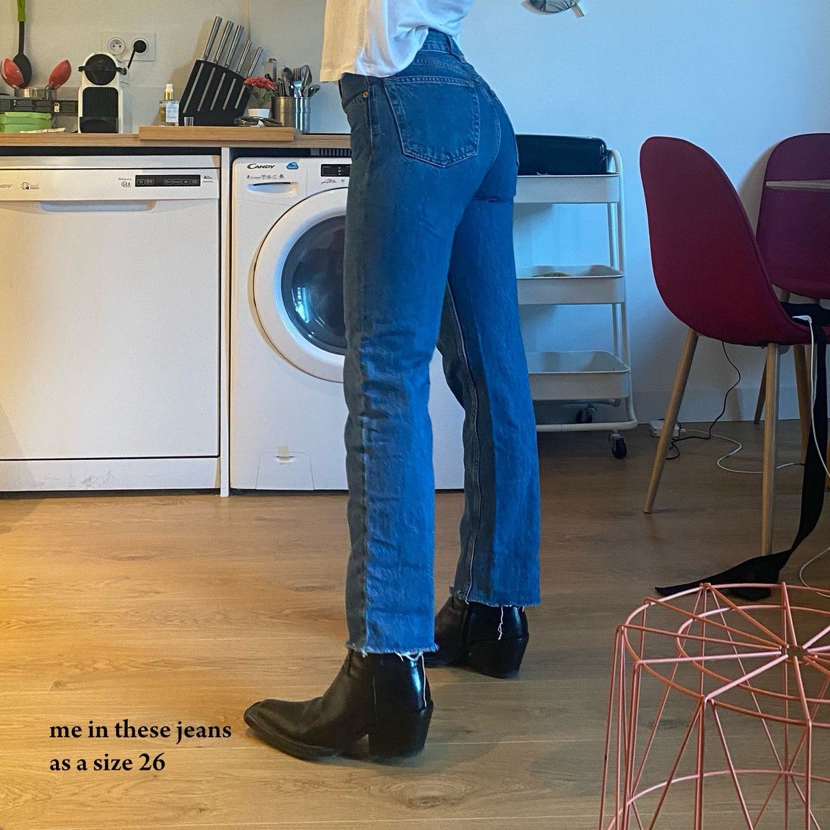 RE/DONE Re/Done Women's High Rise Stove Pipe Straight Leg Blue Jeans Size 26" / US 2 / IT 38 - 3 Thumbnail