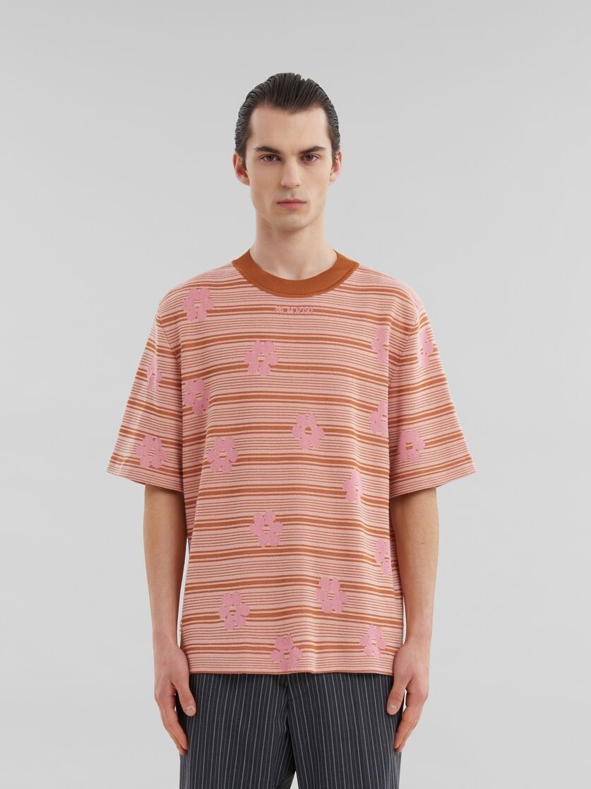 Marni o1w1db11125 Striped Floral Sweater in Pink Size US M / EU 48-50 / 2 - 2 Thumbnail