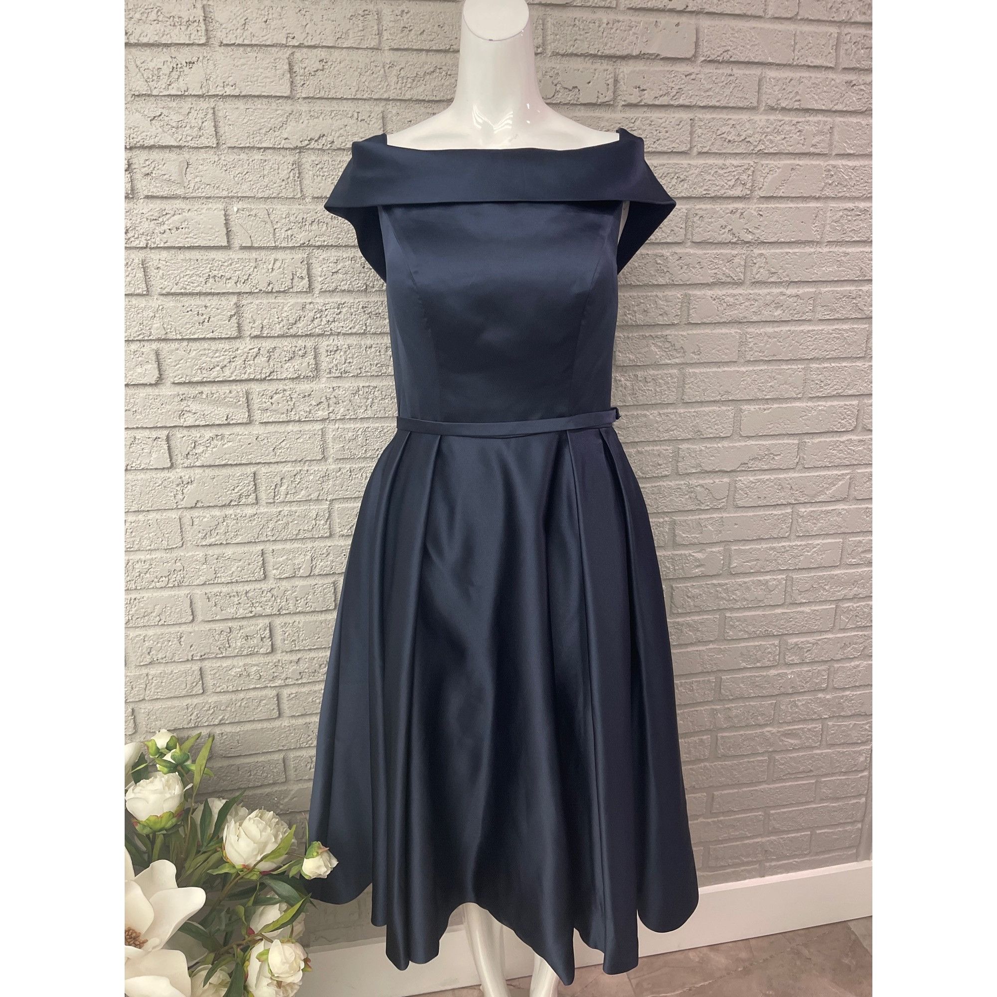 Deep Blue Fold Over Collar Lace Up Prom / Homecoming Gown 6