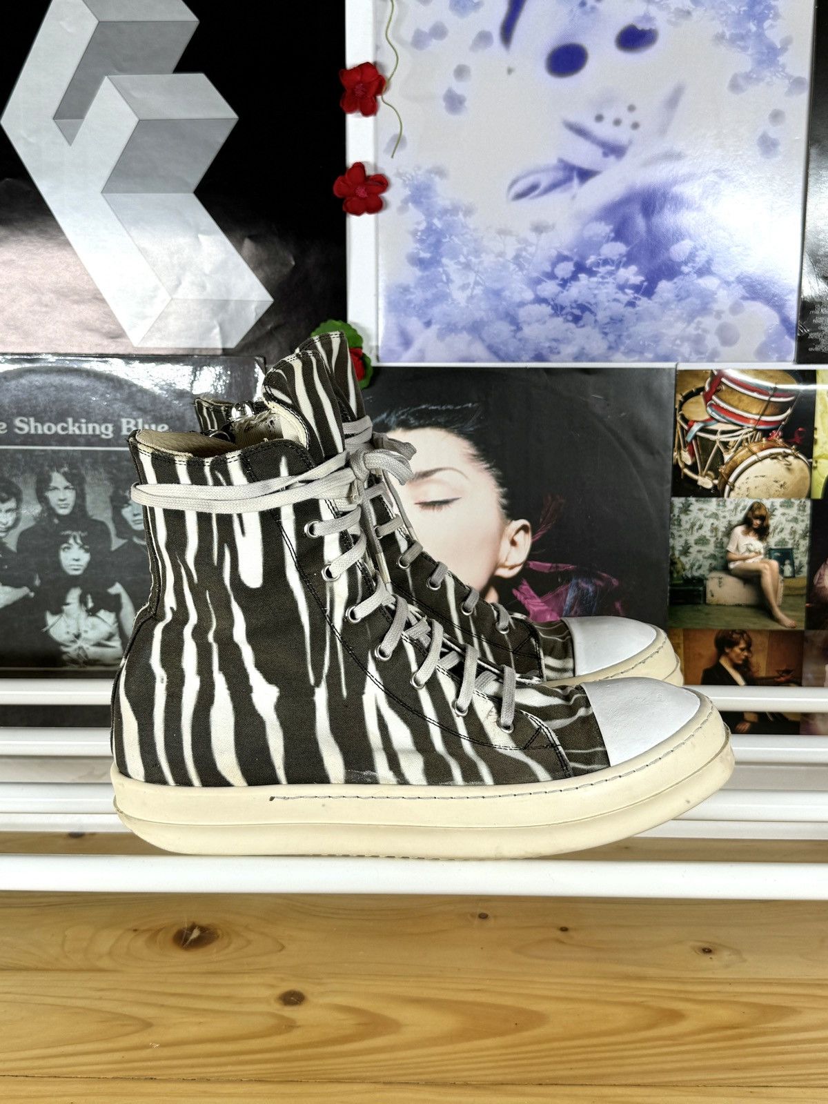 Rick Owens Drkshdw Zebra High Ramones Size US 10 / EU 43 - 2 Thumbnail