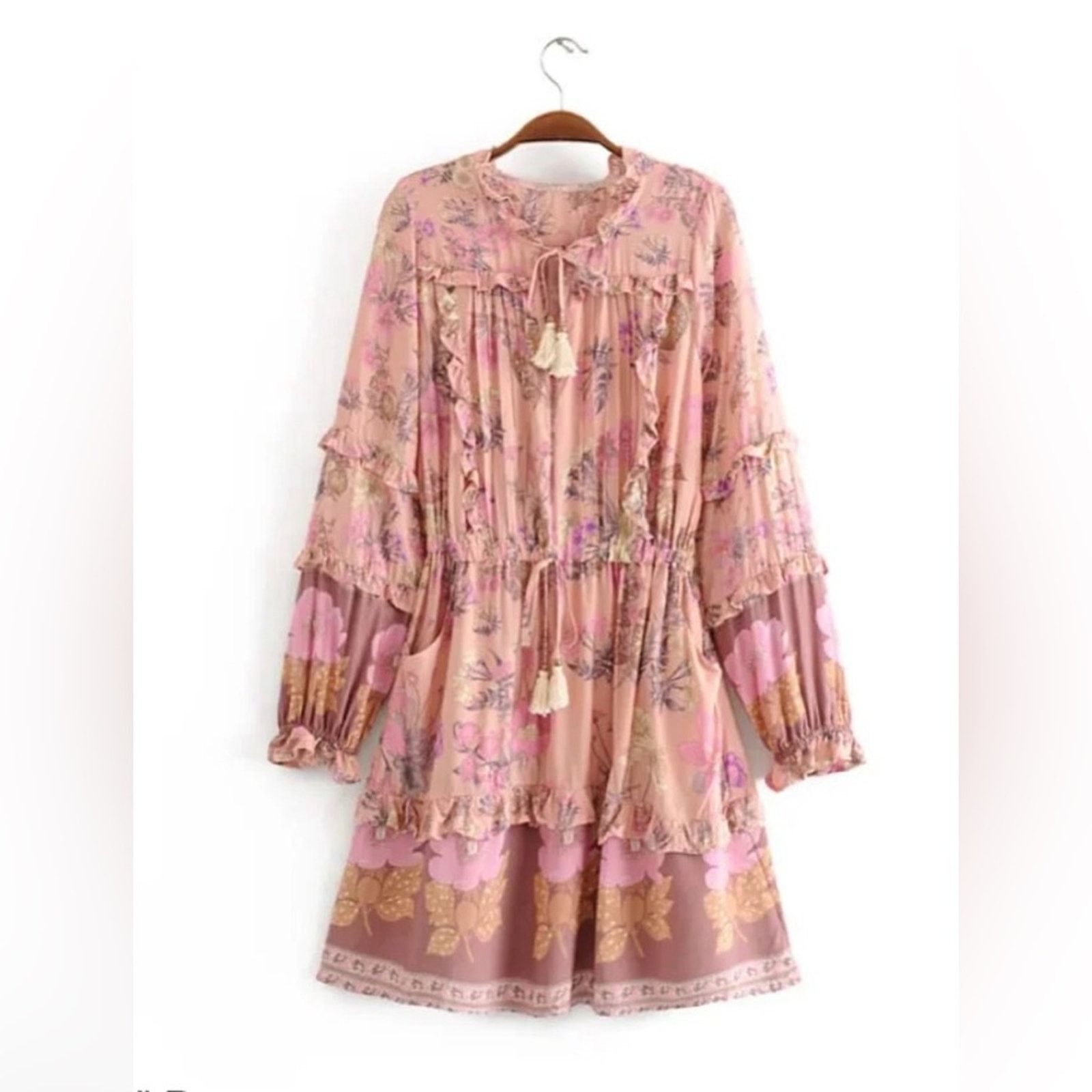 Other New Boho Floral Pink Ruffle Dress with pockets size S Size S / US 4 / IT 40 - 7 Thumbnail