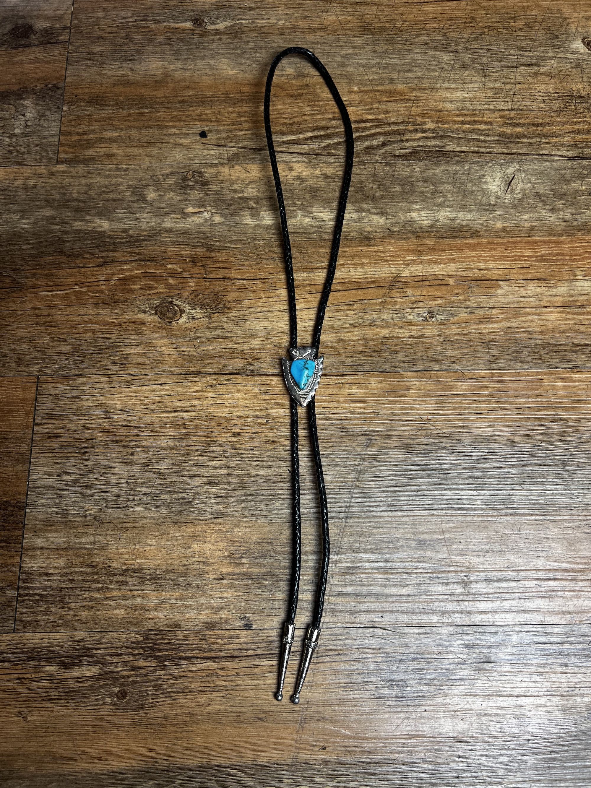 Vintage Vintage MCM Silver and Turquoise Bolo Neck Tie Size ONE SIZE - 8 Thumbnail