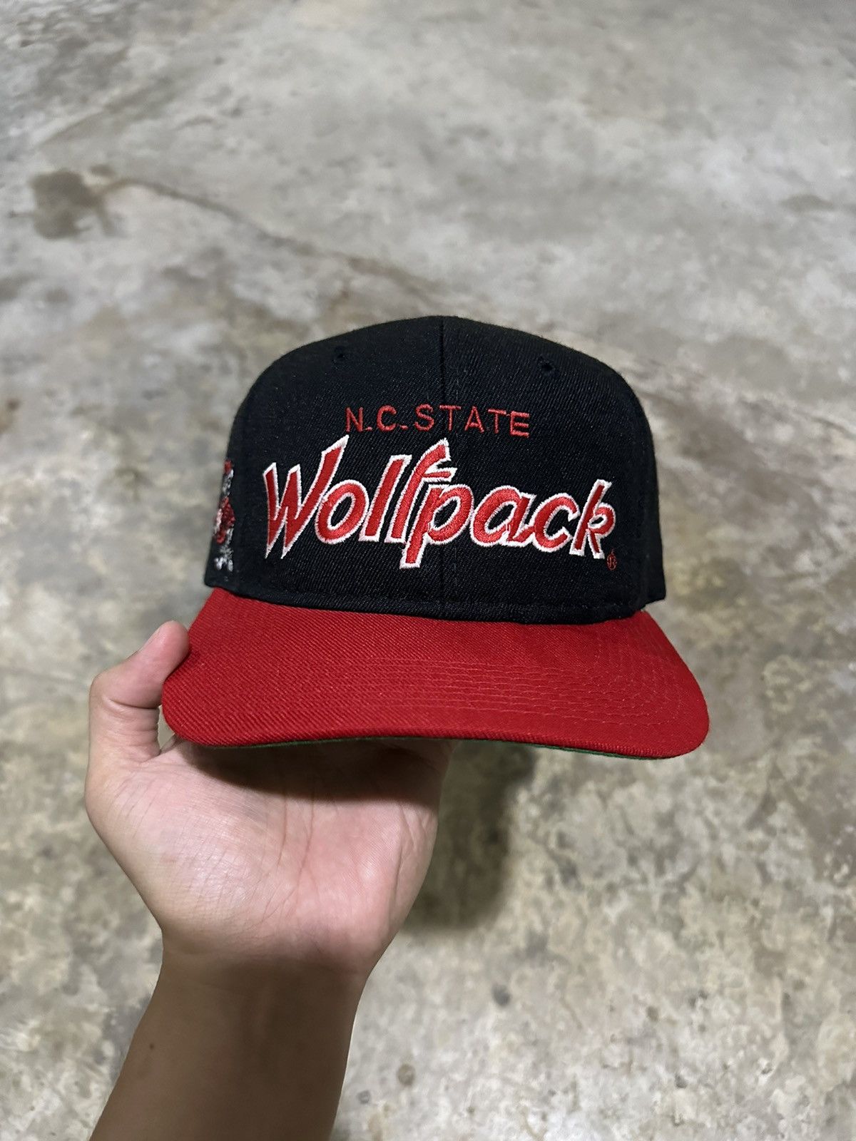 NCAA × Sports Specialties × Vintage RARE Vintage NC State Wolfpack Two Tone Wool Script Hat Size ONE SIZE - 2 Thumbnail