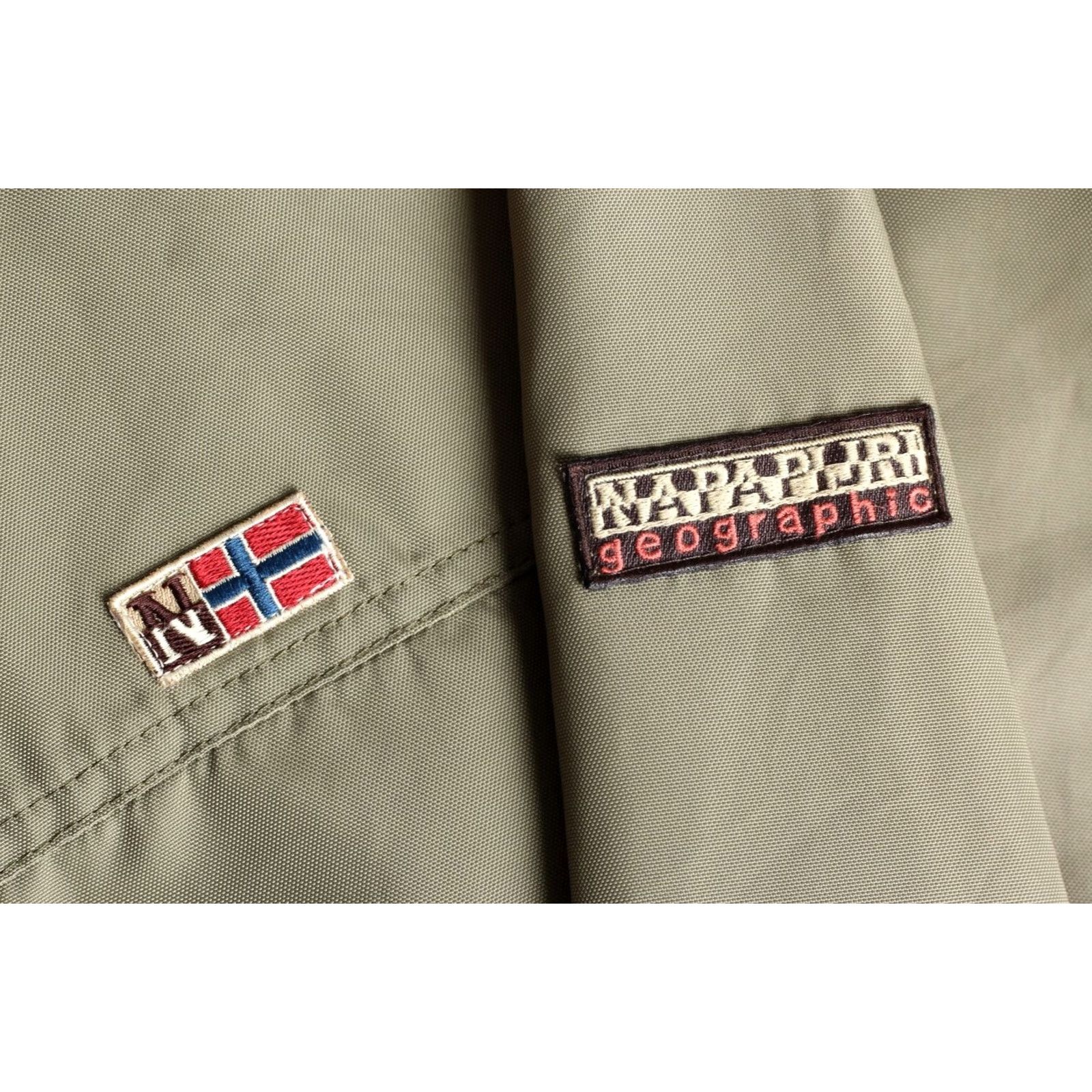 Napapijri NAPAPIJRI Jacket Men XL Khaki Stone Wash Treatment Used Effect Full Zip Canvas Pocket Logo Casual Modern 90s? Size US XL / EU 56 / 4 - 5 Thumbnail