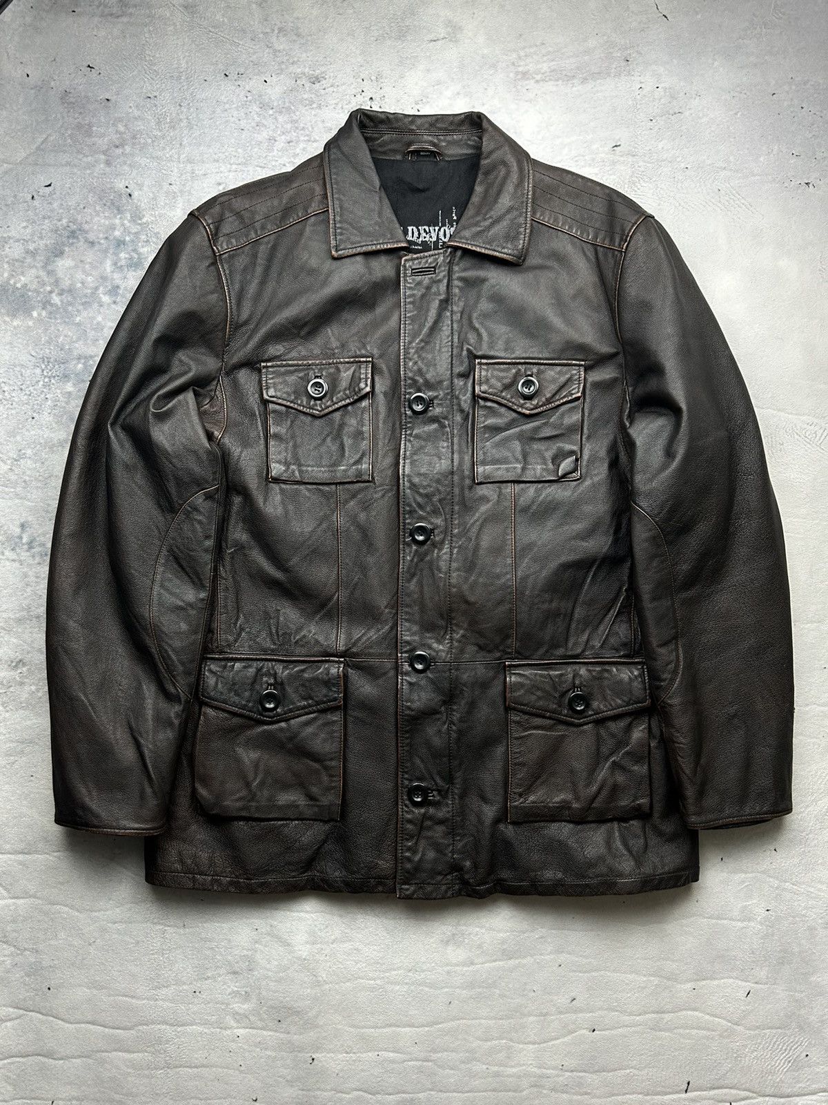 image of 90's Leather Jacket Aviator in Black Brown, Men's (Size 2XL)