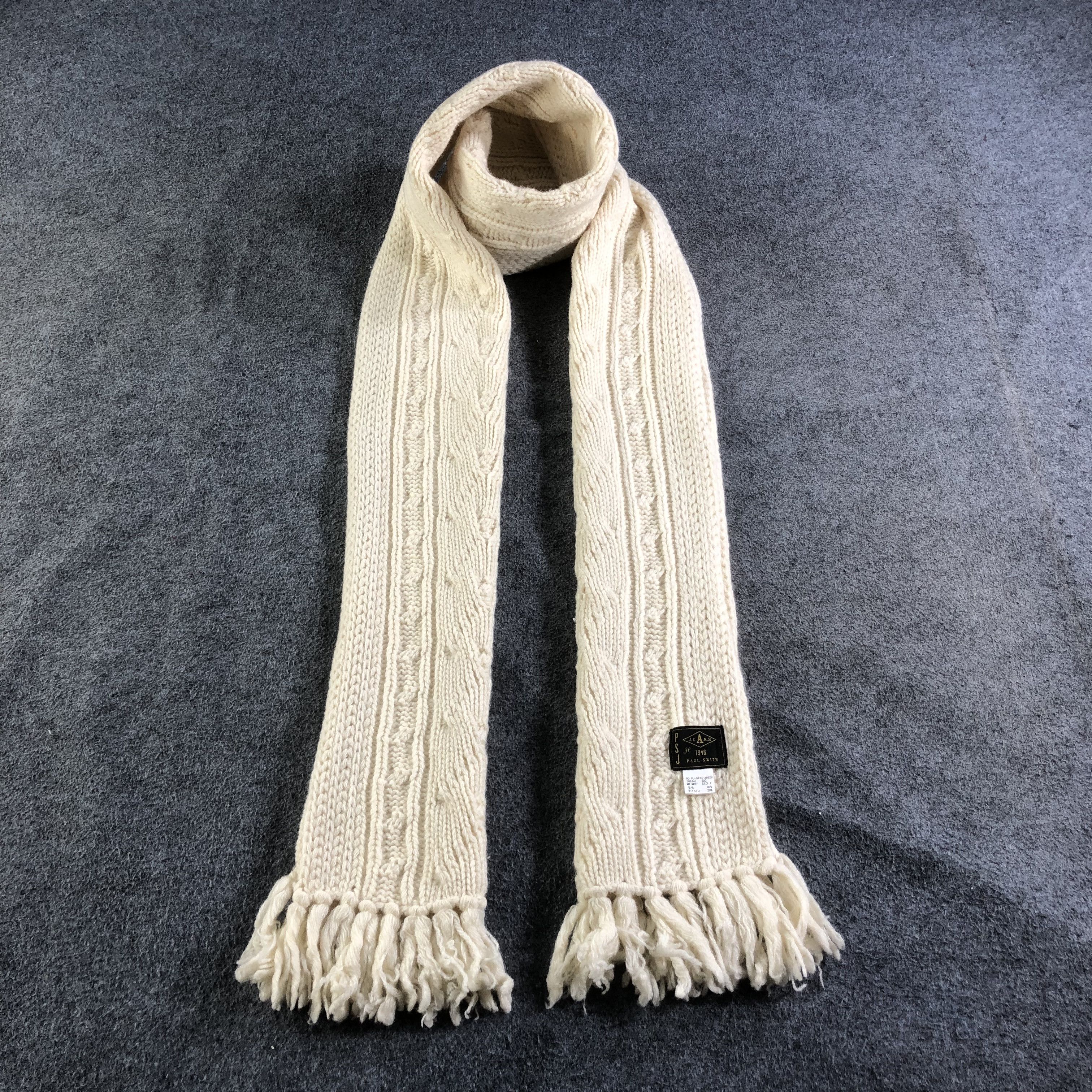 Paul Smith Paul Smith Cable Knit Wool Scarf Muffler V1829 Size ONE SIZE - 1 Thumbnail