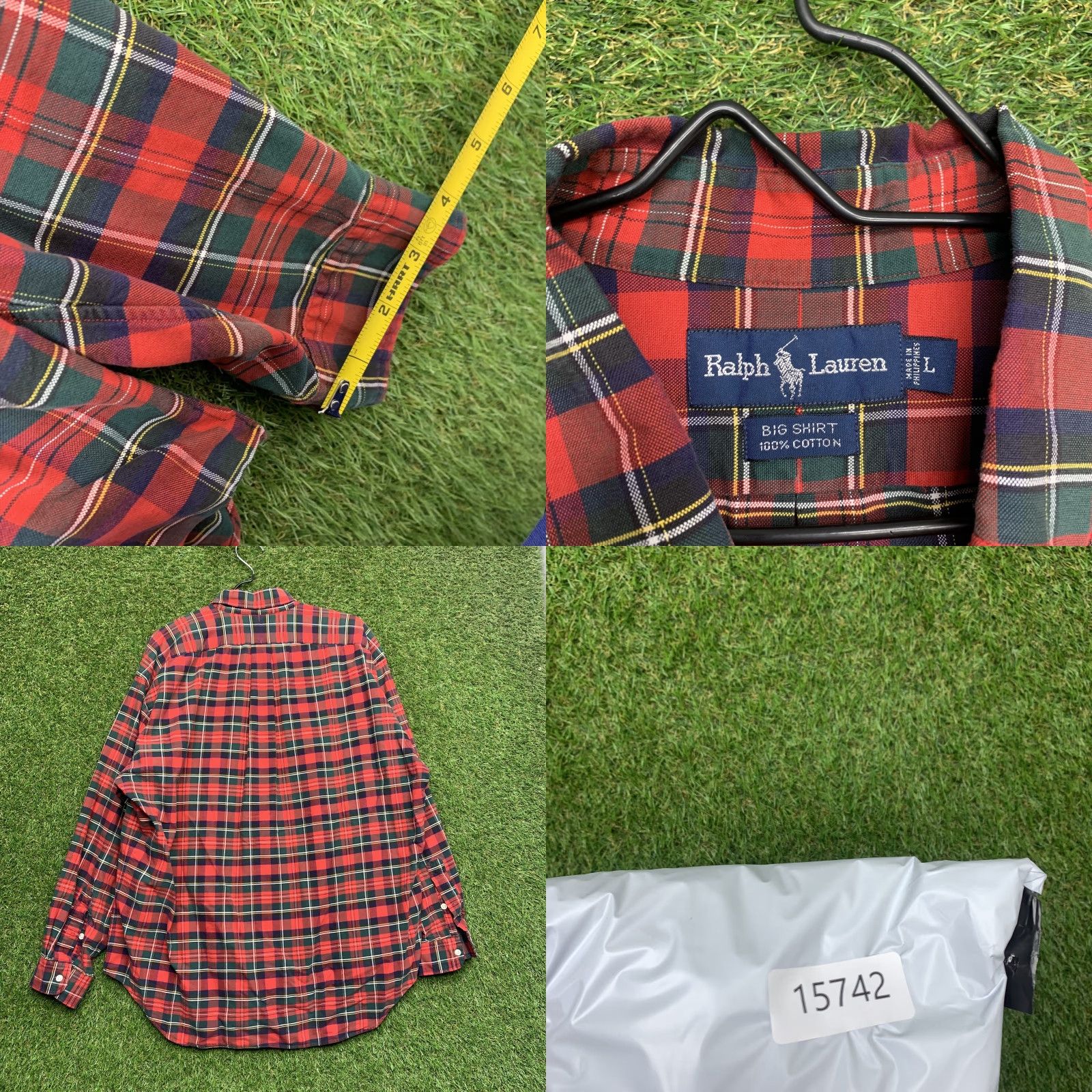 Ralph Lauren Ralph Lauren Big & Tall Shirt Mens Large Plaid Button-Down Cotton Red Green Casual Preppy Vintage Size US L / EU 52-54 / 3 - 8 Thumbnail
