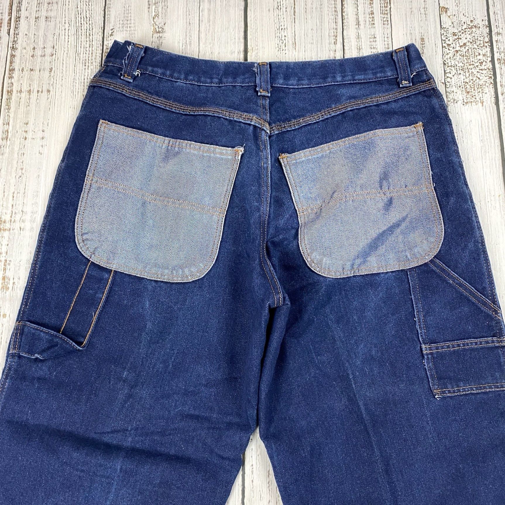 Vintage VINTAGE 90s HIP HOP CARPENTER PANTS Baggy Workwear Men’s 37x30 Dark Wash Blue Size US 37 - 2 Thumbnail