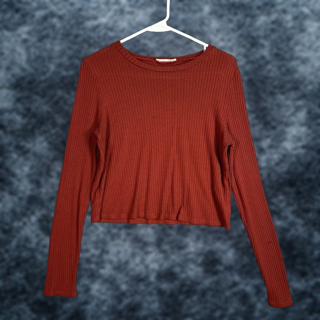 Reformation VINTAGE Reformation Shirt Womens Small Red Ribbed Wide Neck Long Sleeve Size S / US 4 / IT 40 - 1 Thumbnail