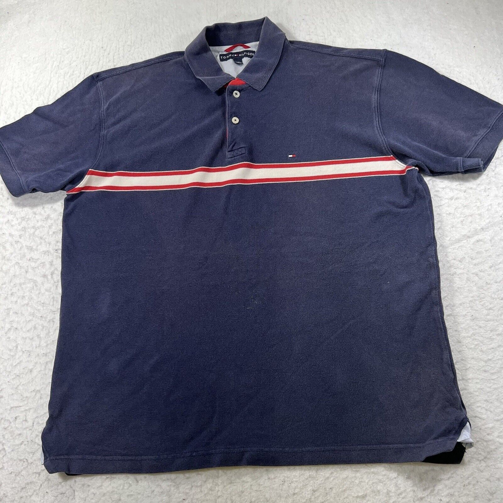 Tommy Hilfiger Tommy Hilfigers Large Blue Red White Stripe Polo Shirt Size US L / EU 52-54 / 3 - 1 Thumbnail