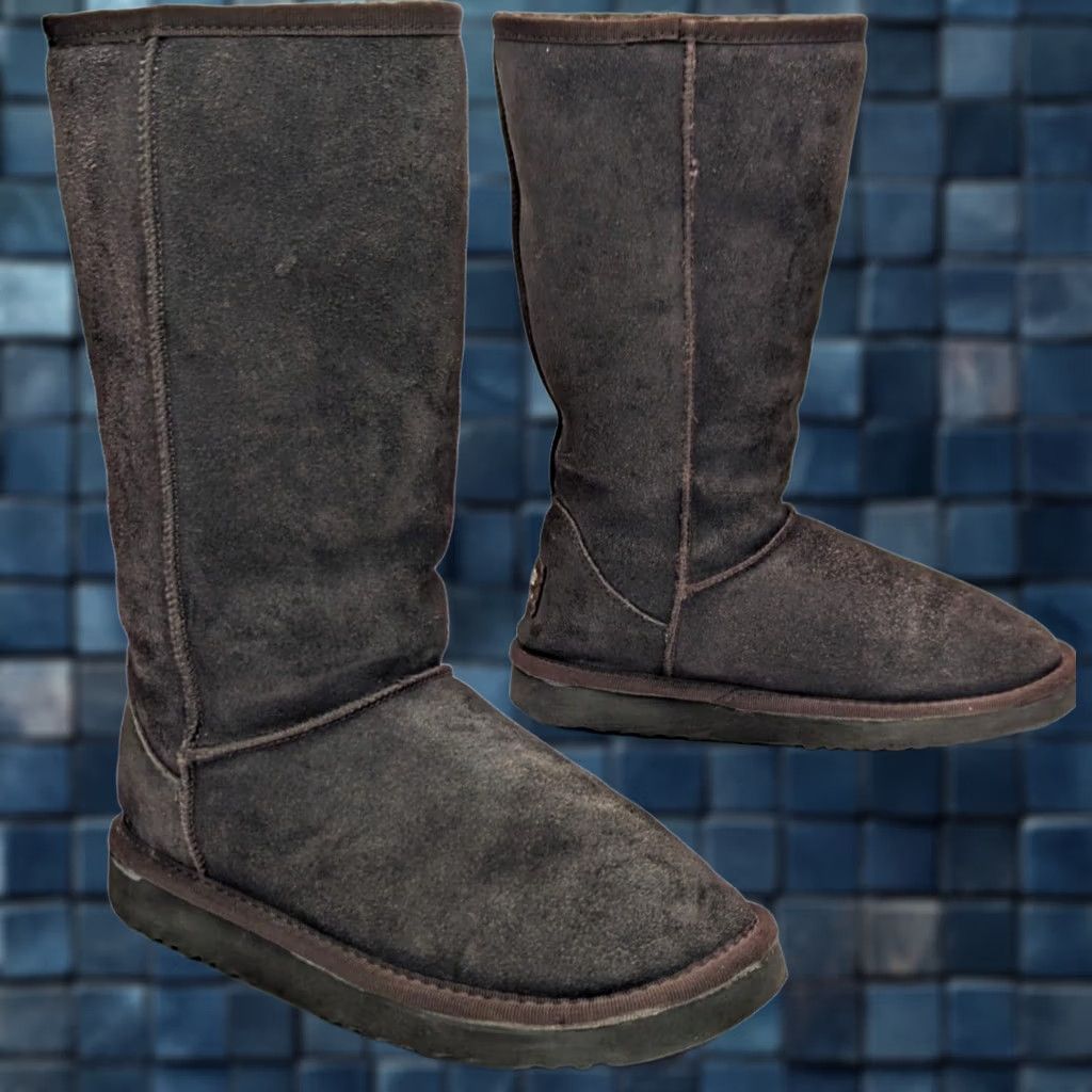 Ugg UGG Australia Suede Sheepskin Wool Lined Classic Boots 12" Tall Women 6 Brown Vintage Size US 6 / IT 36 - 1 Thumbnail