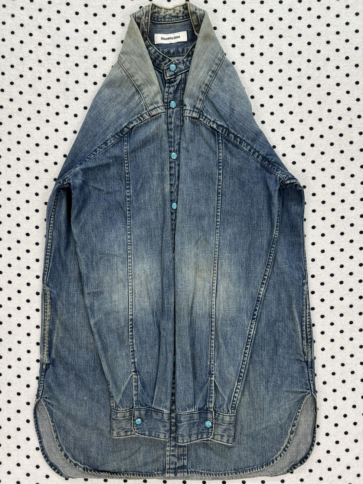monkey time Monkey Time Dirty Distressed Denim Shirt Size US XS / EU 42 / 0 - 5 Thumbnail