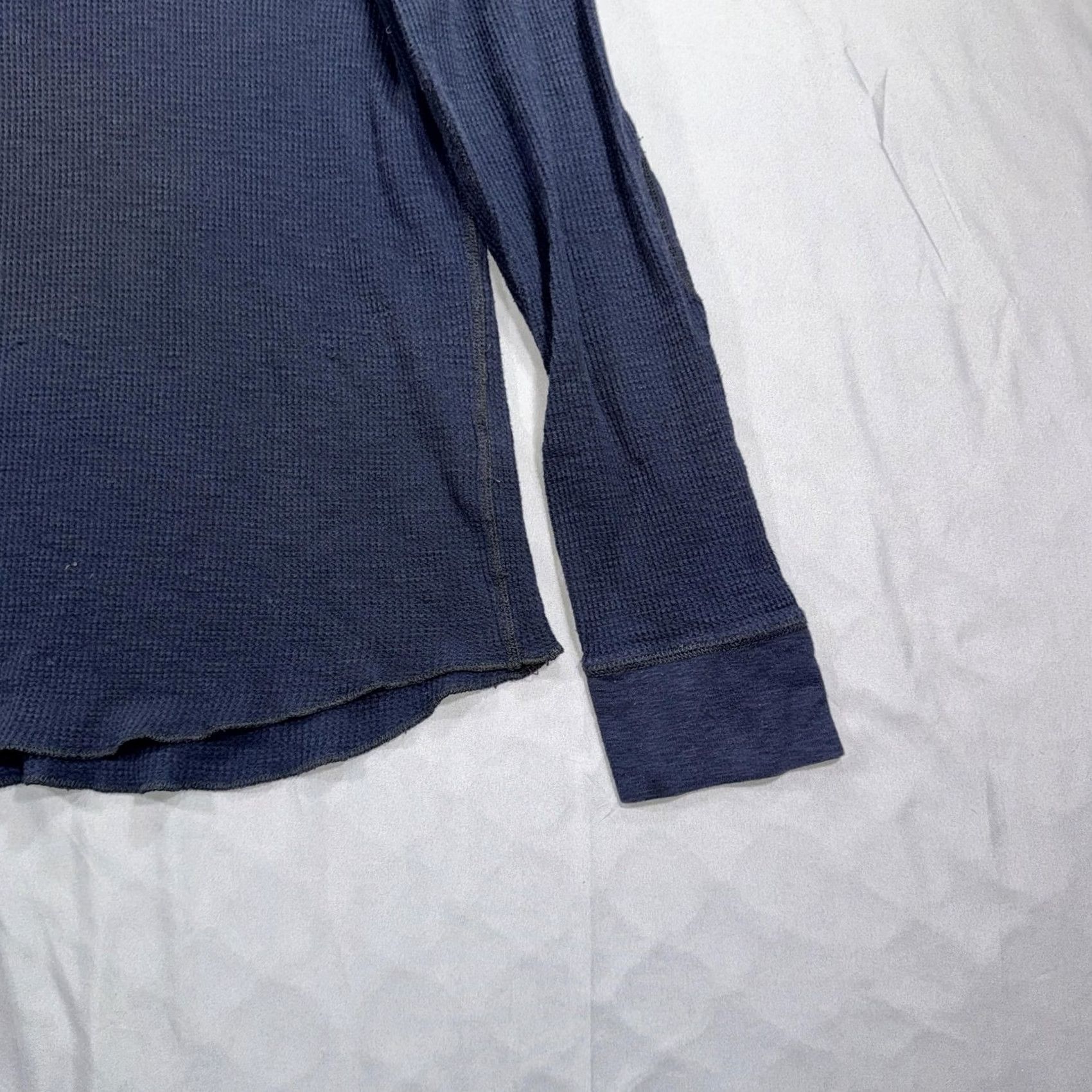 Vince Vince Henley Shirt Mens XL Blue Waffle Knit Thermal Long Sleeve T-Shirt Top Size US XL / EU 56 / 4 - 5 Thumbnail