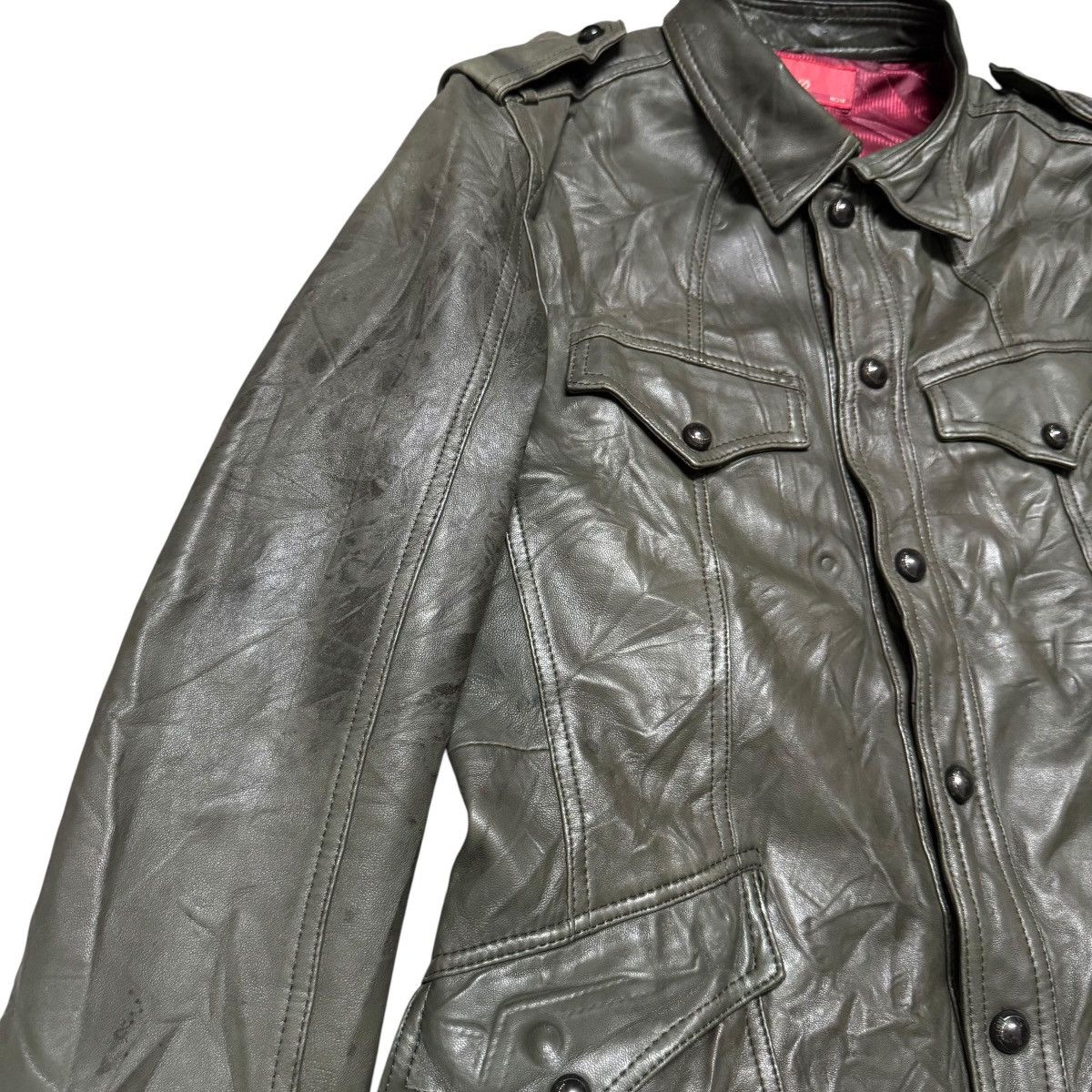 Le Grande Bleu (L.G.B.) Reilabo x Nicole Club Military Leather Jacket Size US M / EU 48-50 / 2 - 5 Thumbnail