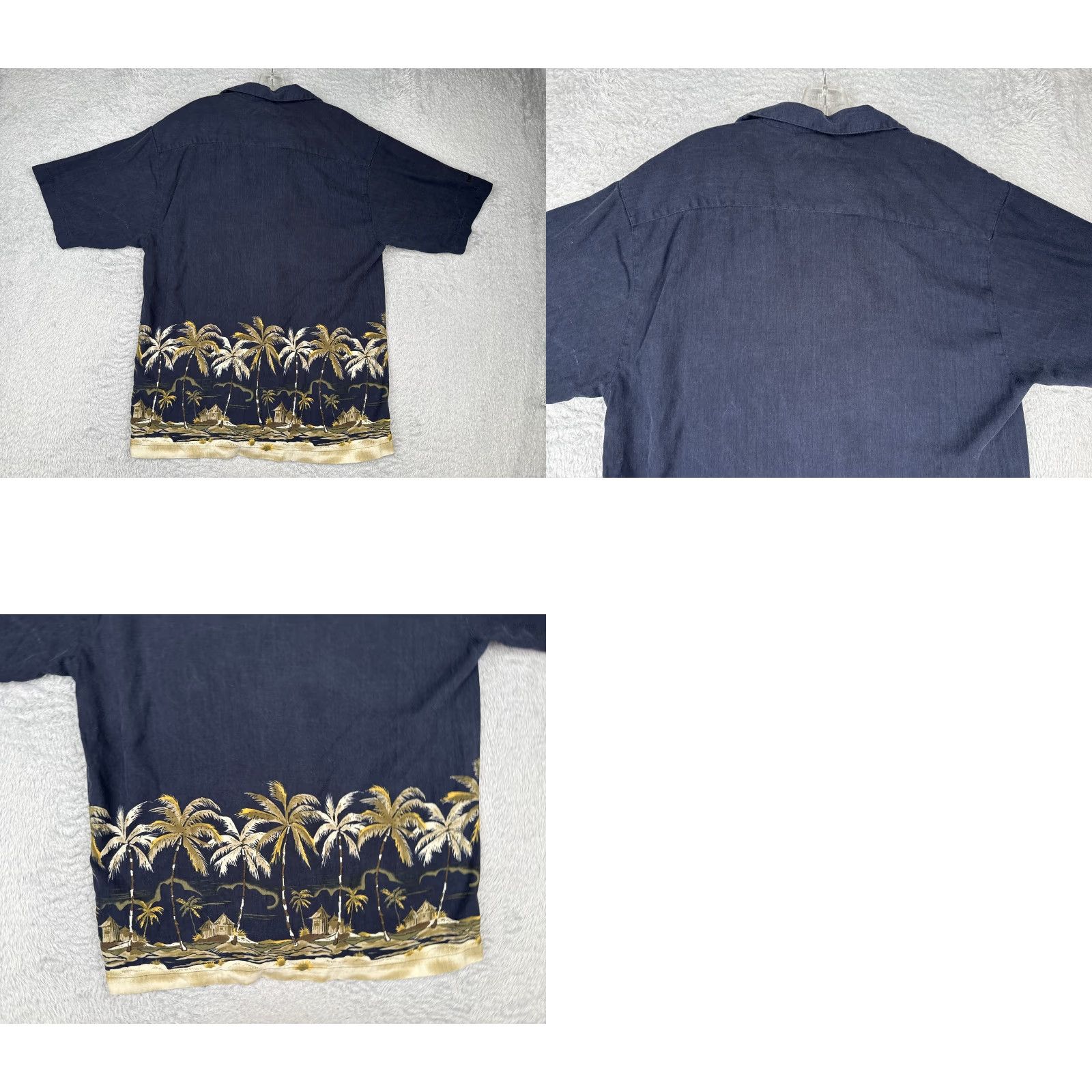 Vintage Eagle Dry Goods Shirt Men Small Blue Beige 100% Silk Palm Hut Wood Button Up Size US S / EU 44-46 / 1 - 9 Thumbnail