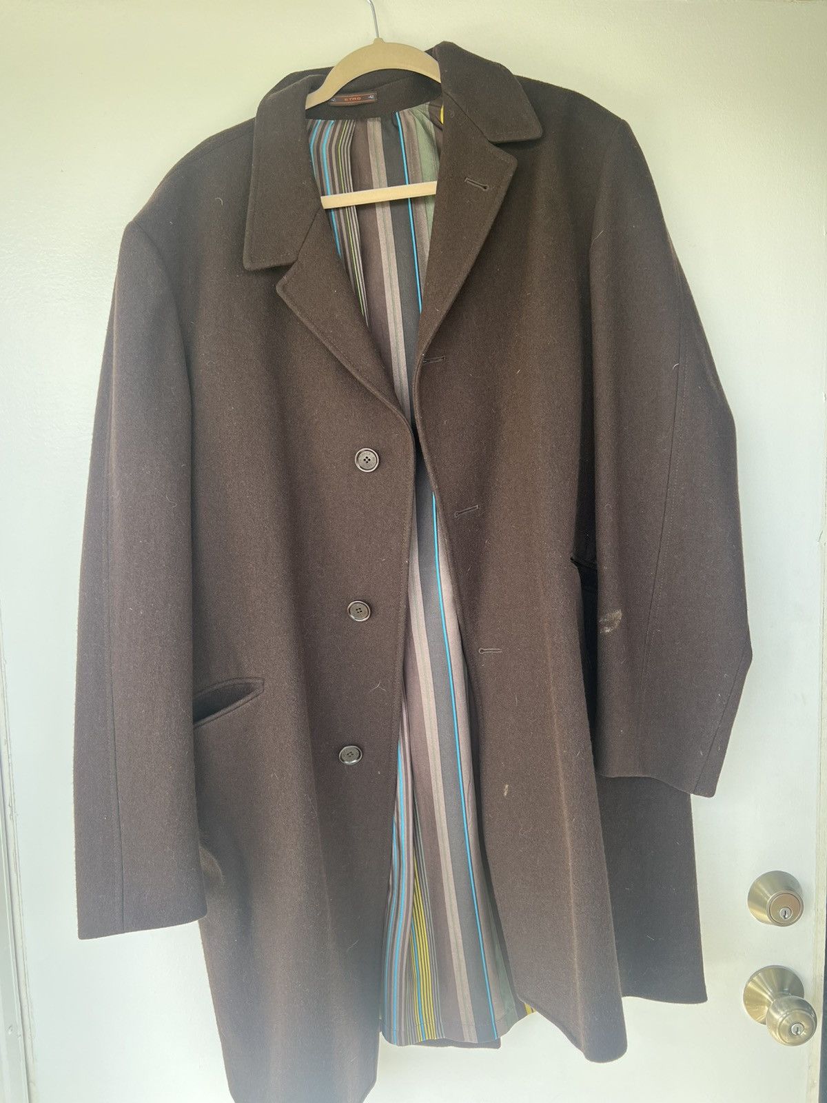 Etro Brown Etro wool single breast coat Size US L / EU 52-54 / 3 - 1 Thumbnail
