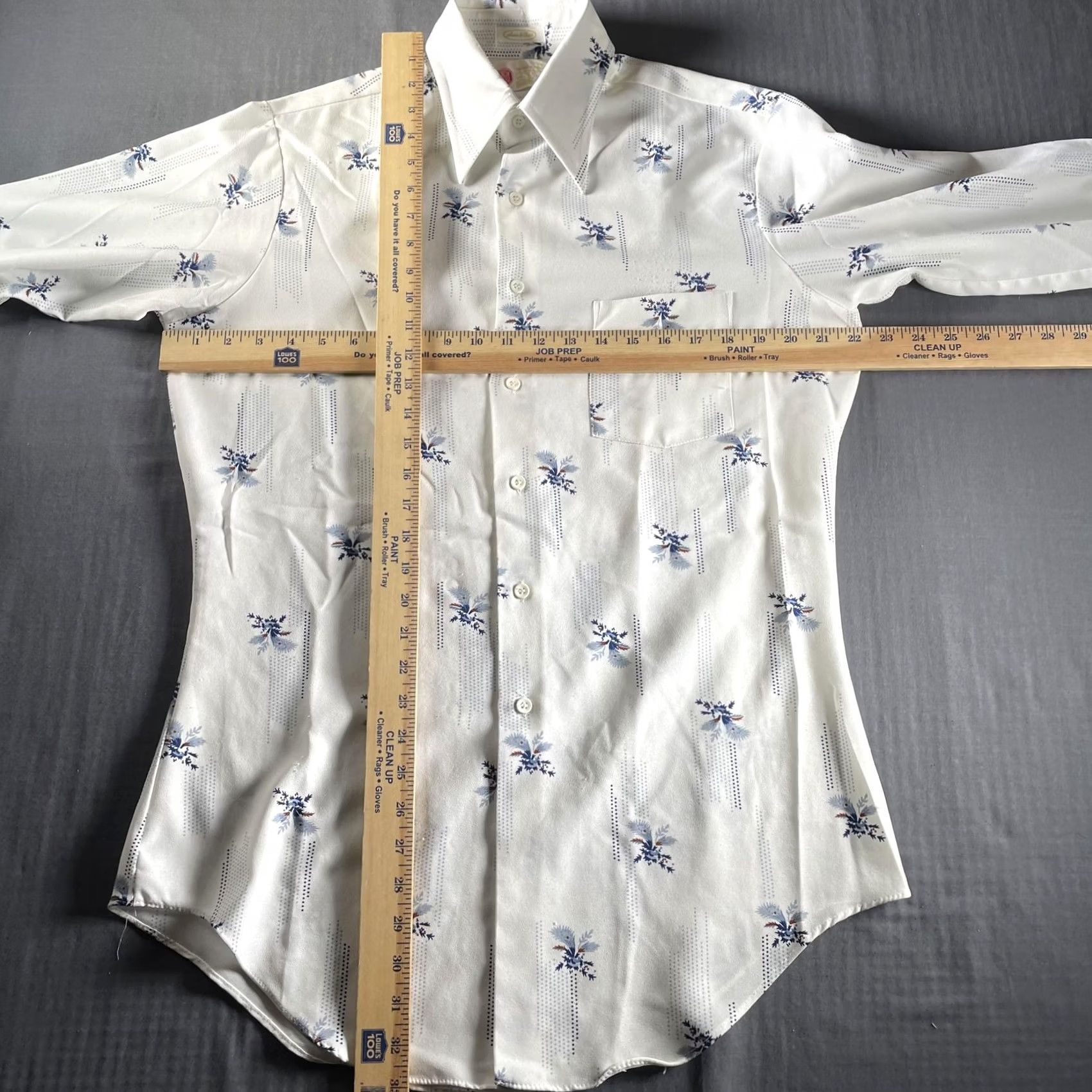 Sears VINTAGE Sears Kings Road Shirt Mens Medium Tall White Floral Polyester 70s Size US L / EU 52-54 / 3 - 5 Thumbnail