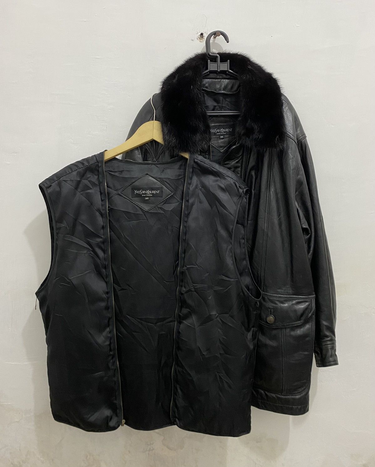 Saint Laurent Paris 💥Leather💥Yves Saint Laurent Leather Coat Size US L / EU 52-54 / 3 - 1 Thumbnail