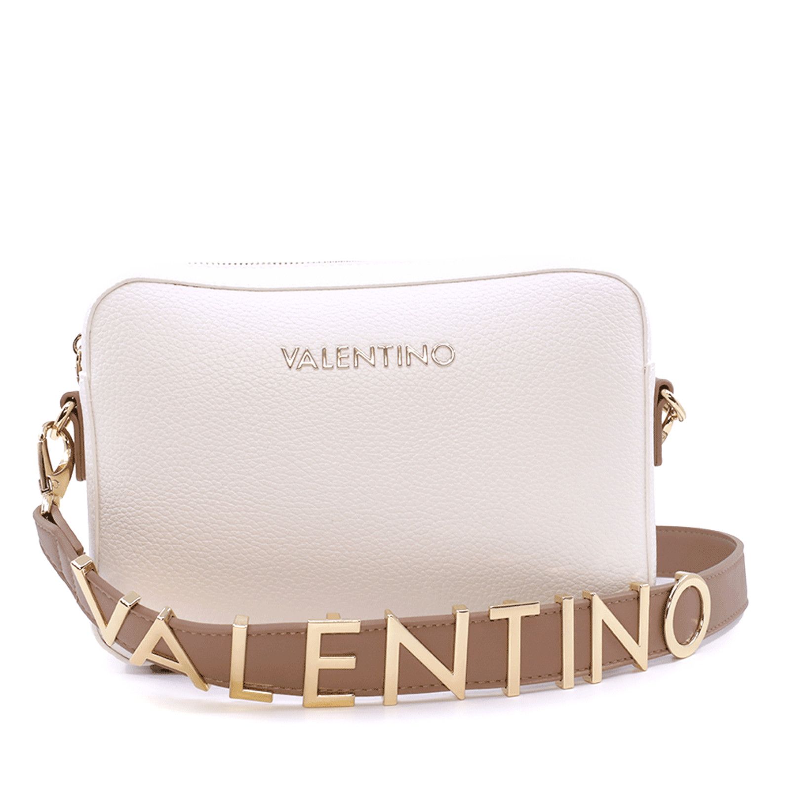 New Mario Valentino Alexia Grain Crossbody White Camera Bag, Women's