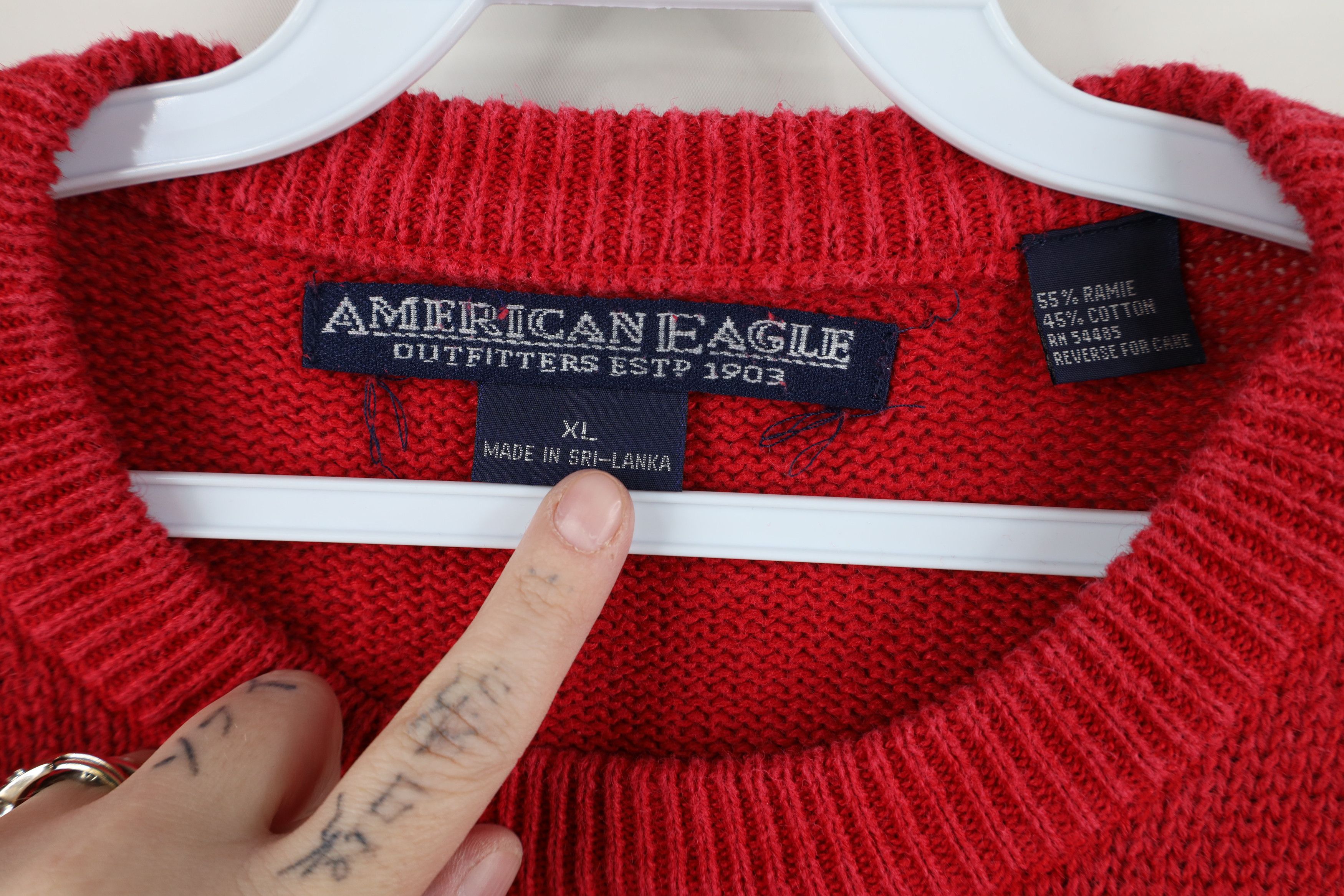 American Eagle Outfitters Vintage 90s American Eagle Outfitters Crewneck Sweater Red Size US XL / EU 56 / 4 - 7 Thumbnail