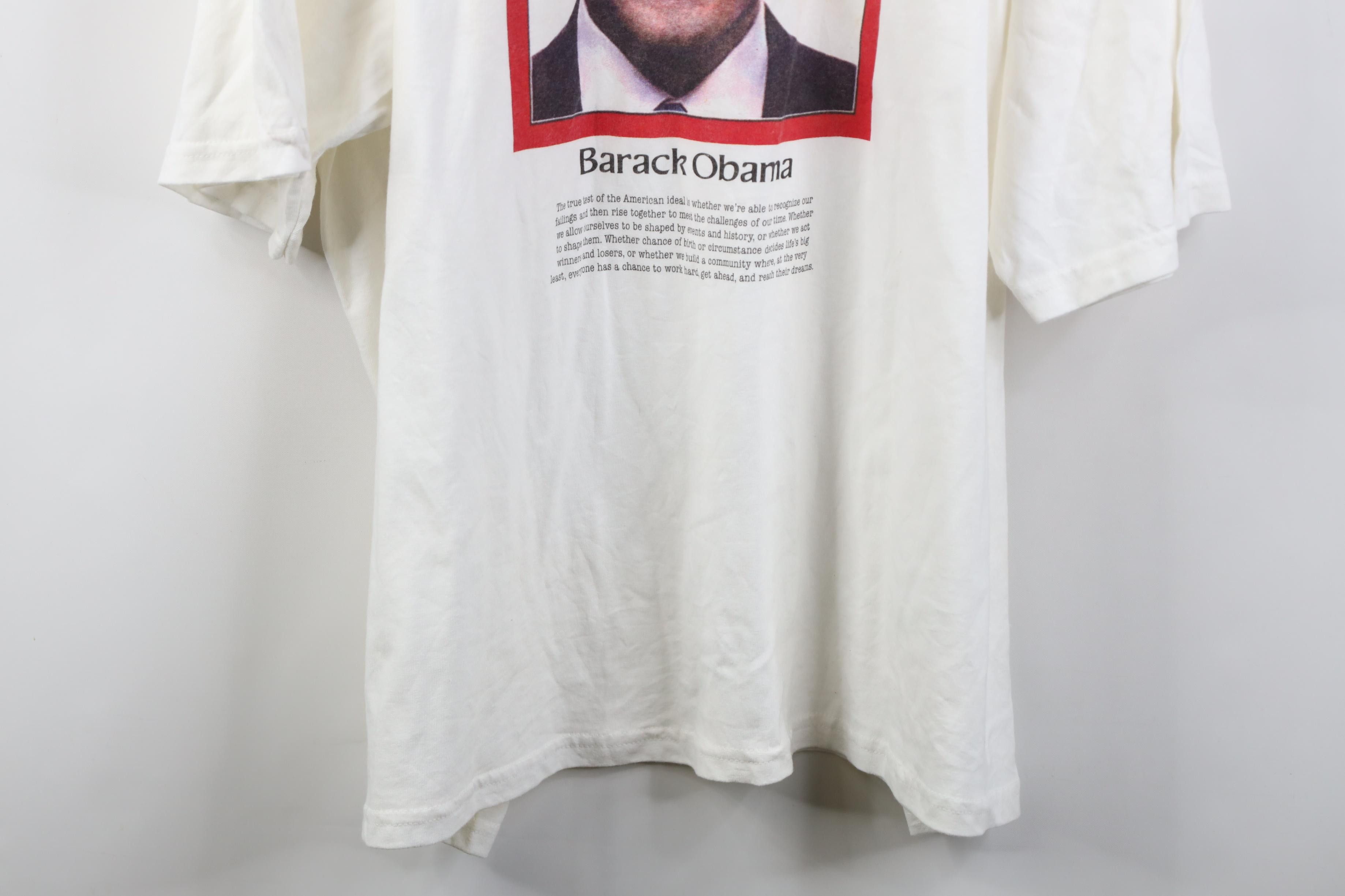 Vintage Vintage Y2K Magazine Obama Short Sleeve T-Shirt White Cotton Size US XXL / EU 58 / 5 - 3 Thumbnail