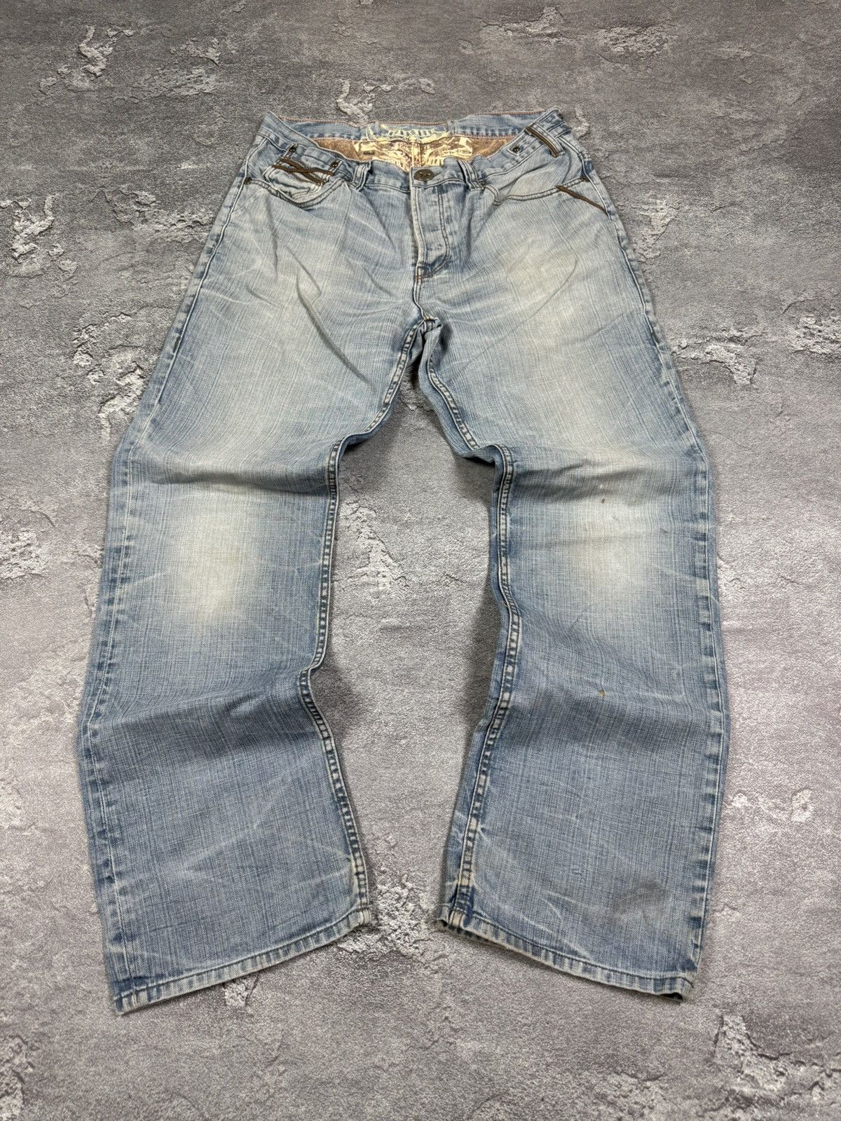 Pre-owned If Six Was Nine Flared Bootcut Stone Washed Jeans Size 32 In Blue