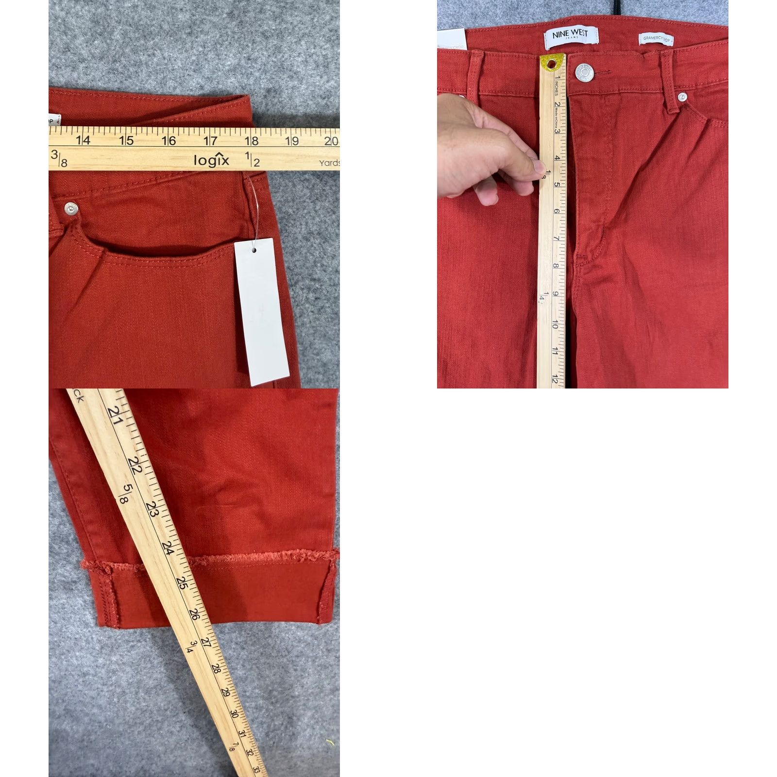 Nine West Nine West Gramercy Crop Pants Womens 16 Red Slim Fit Cropped Twill NWT Pockets Straight Leg Mid Rise Modern City Theme Boys Girls Mens Womens Size 38" / US 16 / IT 52 - 10 Thumbnail