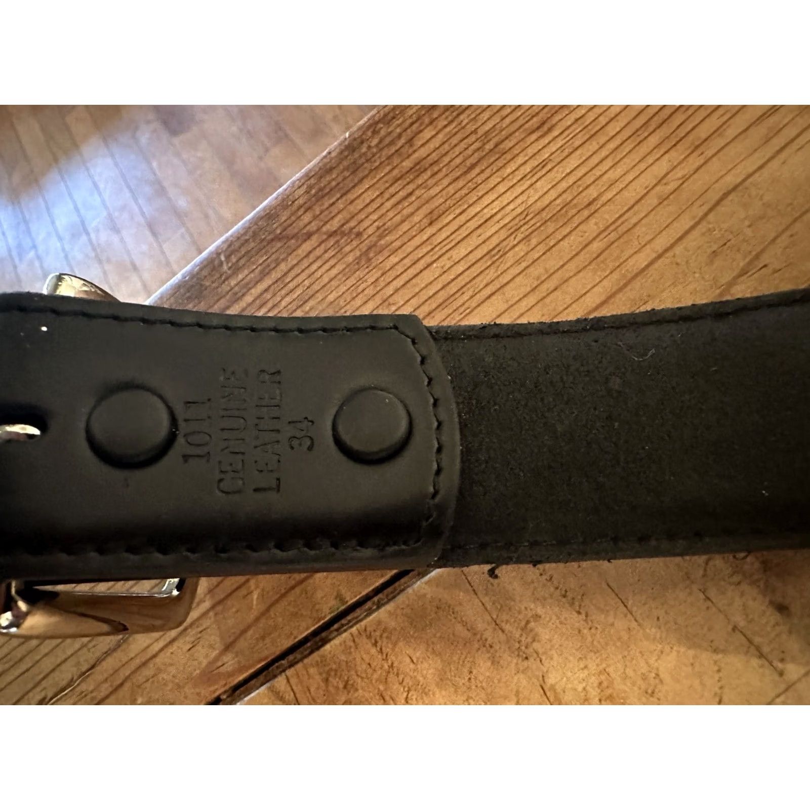 Vintage 3D Belt Company Belt Men's Basic Overlay Feathered Black Leather D1011 Size 34 Western Regular Mens Size 34 - 6 Thumbnail