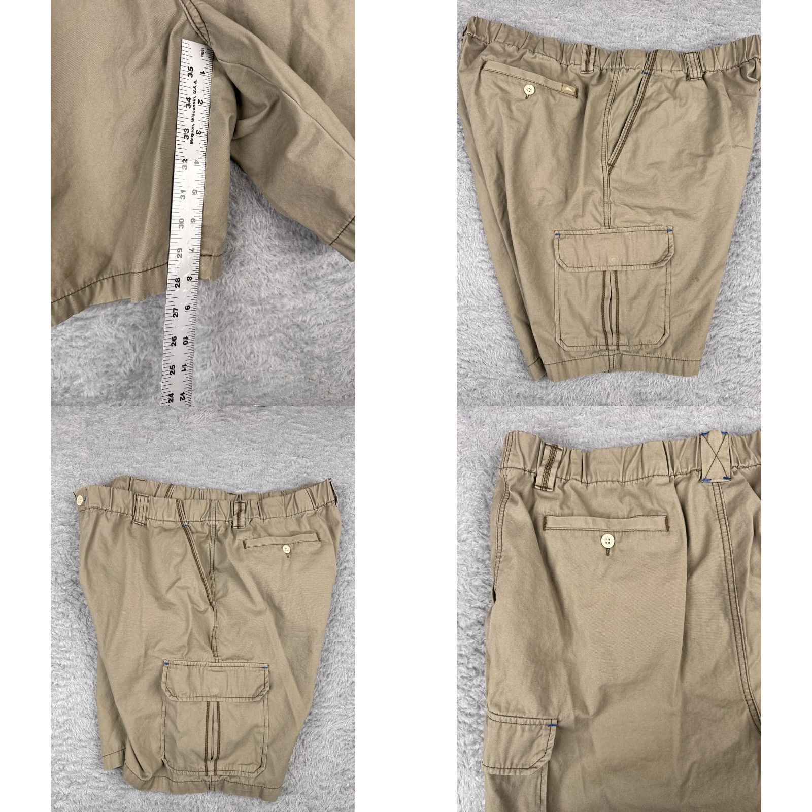 Tommy Bahama Tommy Bahama Shorts Men XL Beige Cargo 100% Cotton Flat Front 38x8 Flat Front Cargo Pocket Logo Relaxed Size US 36 / EU 52 - 9 Thumbnail