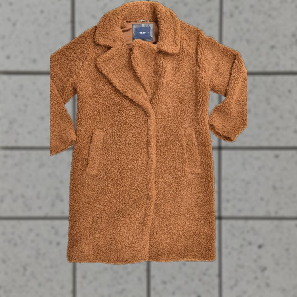 Lucky Brand Lucky Brand Coat Women L Brown Faux Fur Sherpa Teddy Bear Long Trench Coat Holiday Winter Fall Size L / US 10 / IT 46 - 1 Thumbnail