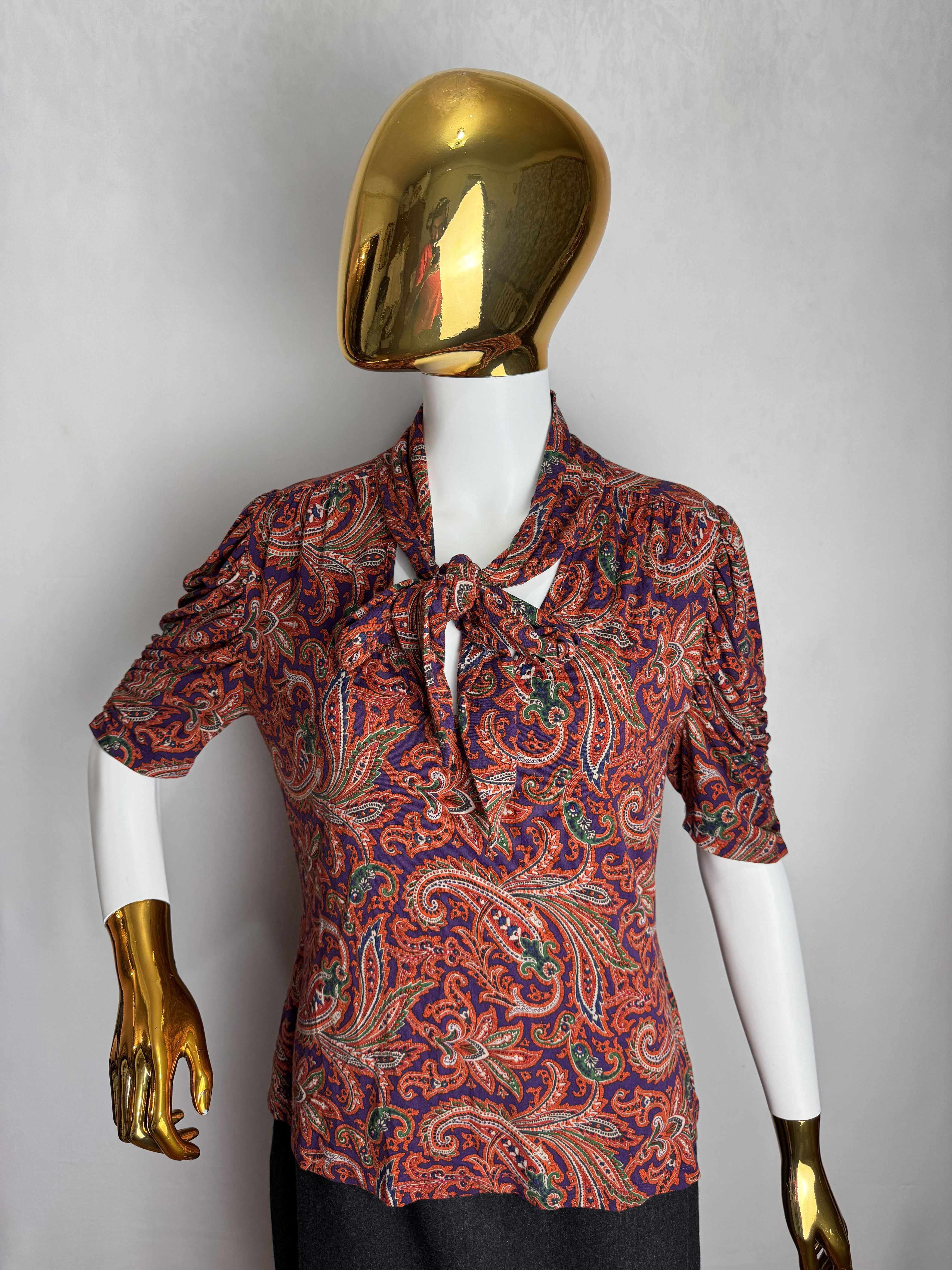 Polo Ralph Lauren × Ralph Lauren RALPH LAUREN women’s paisley viscose blouse Size M / US 6-8 / IT 42-44 - 10 Thumbnail
