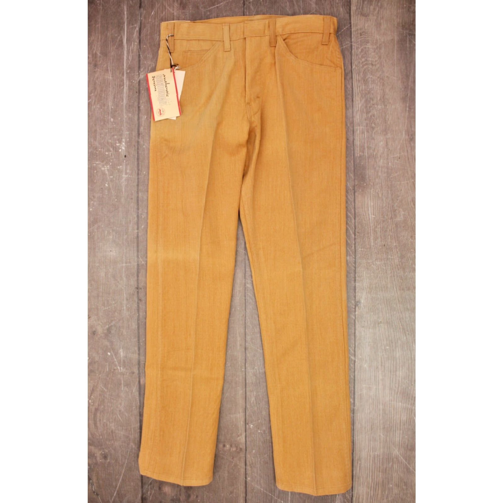 Denime VINTAGE Men’s VTG 1960s NOS Khaki Tapered Leg Pants 32x31 Beige Cotton Polyester 60s Western Mens Size US 32 / EU 48 - 2 Thumbnail