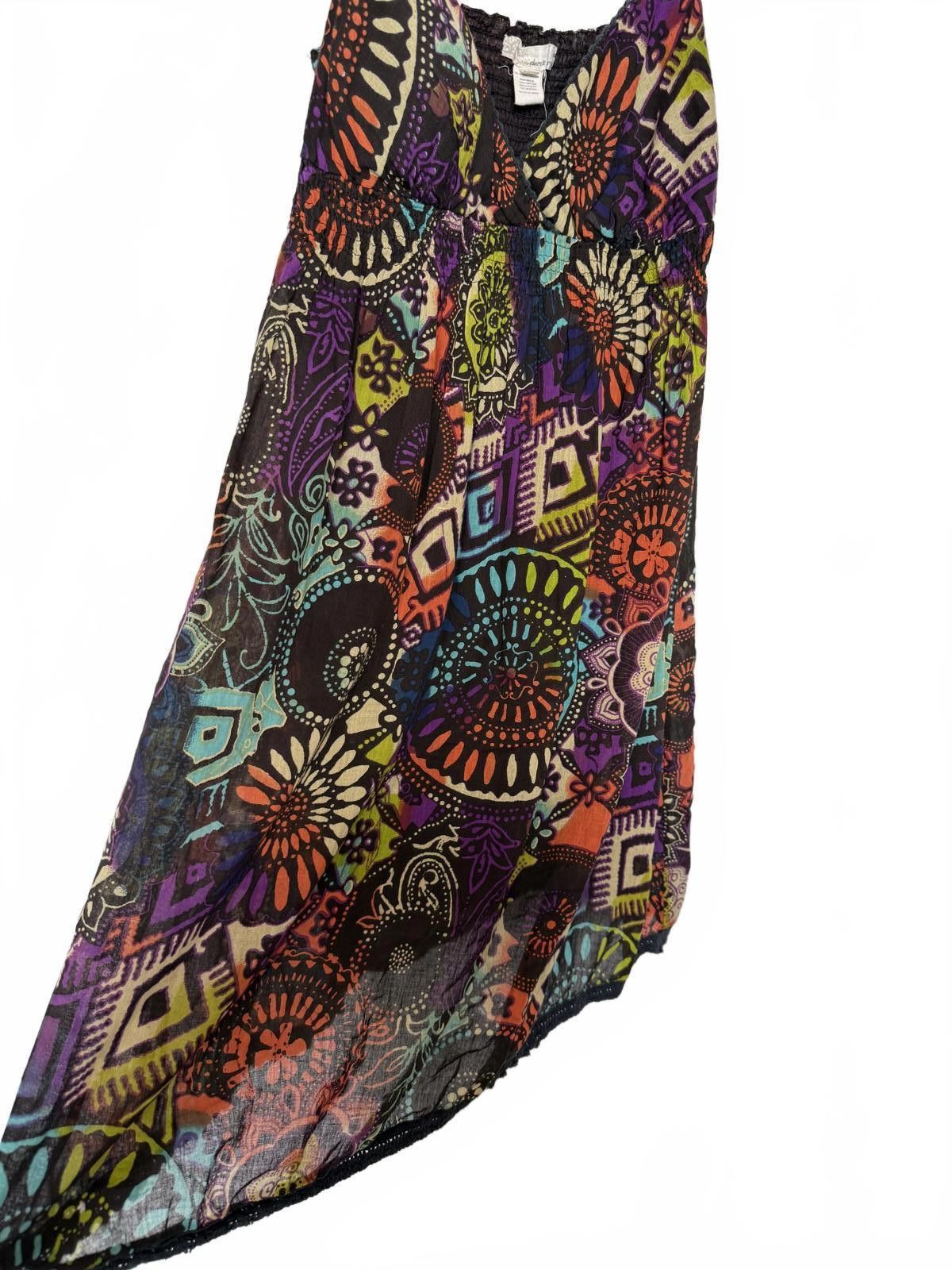 Designer Colorful Bohemian Dress Beaded Spaghetti Strap Size XL / US 12-14 / IT 48-50 - 4 Thumbnail