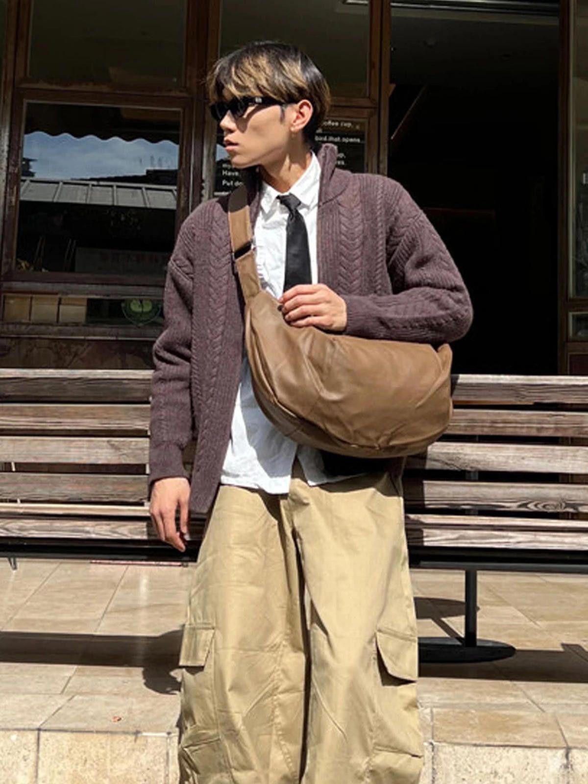 Leather Brown Leather Crossbody Bag, Casual Shoulder Bag Size ONE SIZE - 3 Thumbnail