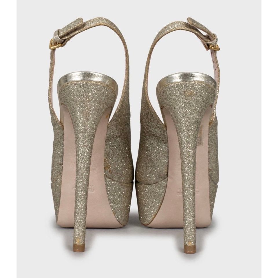Miu Miu Miu Miu Gold Stiletto High Heel Sandals - Size 36 Size US 6 / IT 36 - 4 Thumbnail