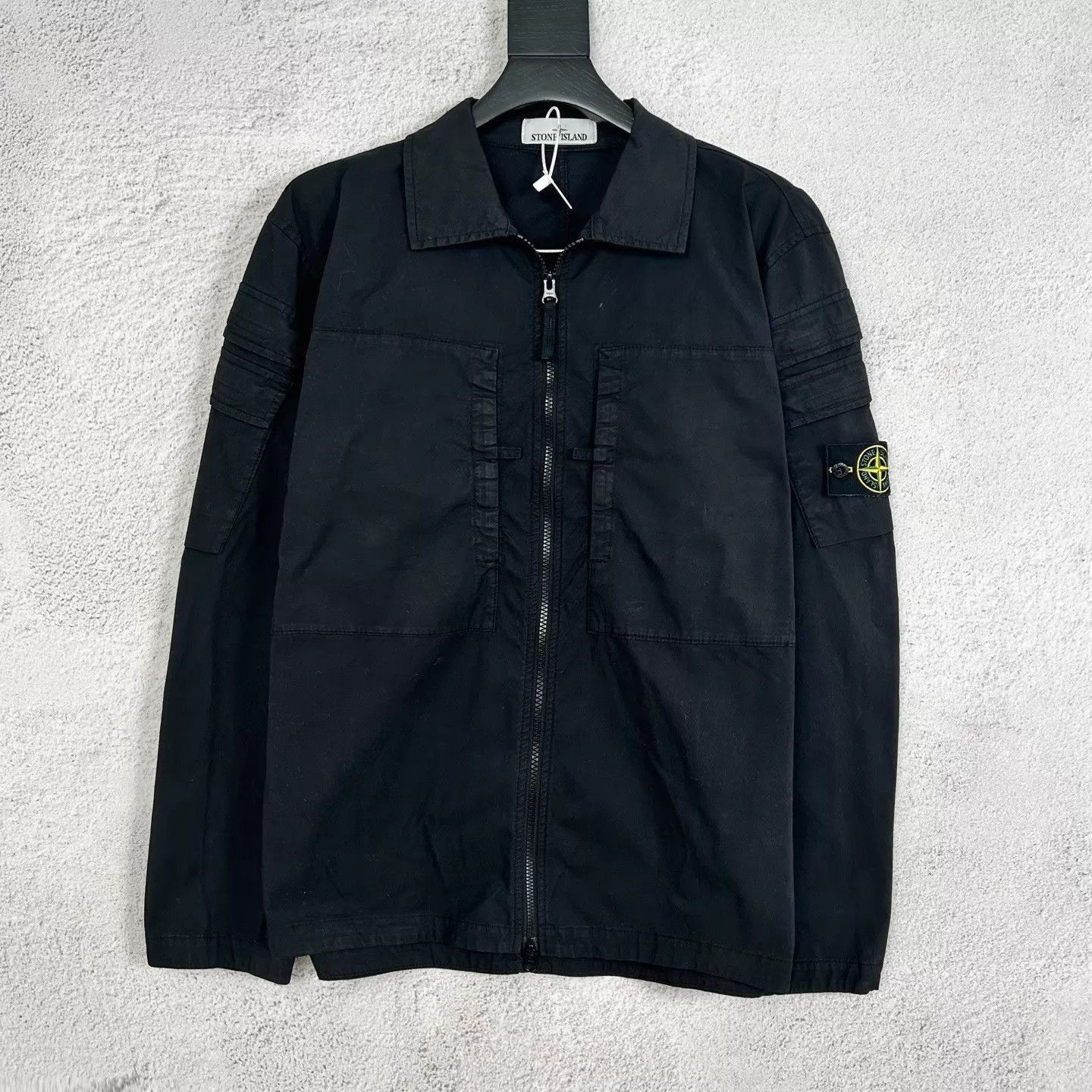Black Zip-Front Utility Jacket Size L