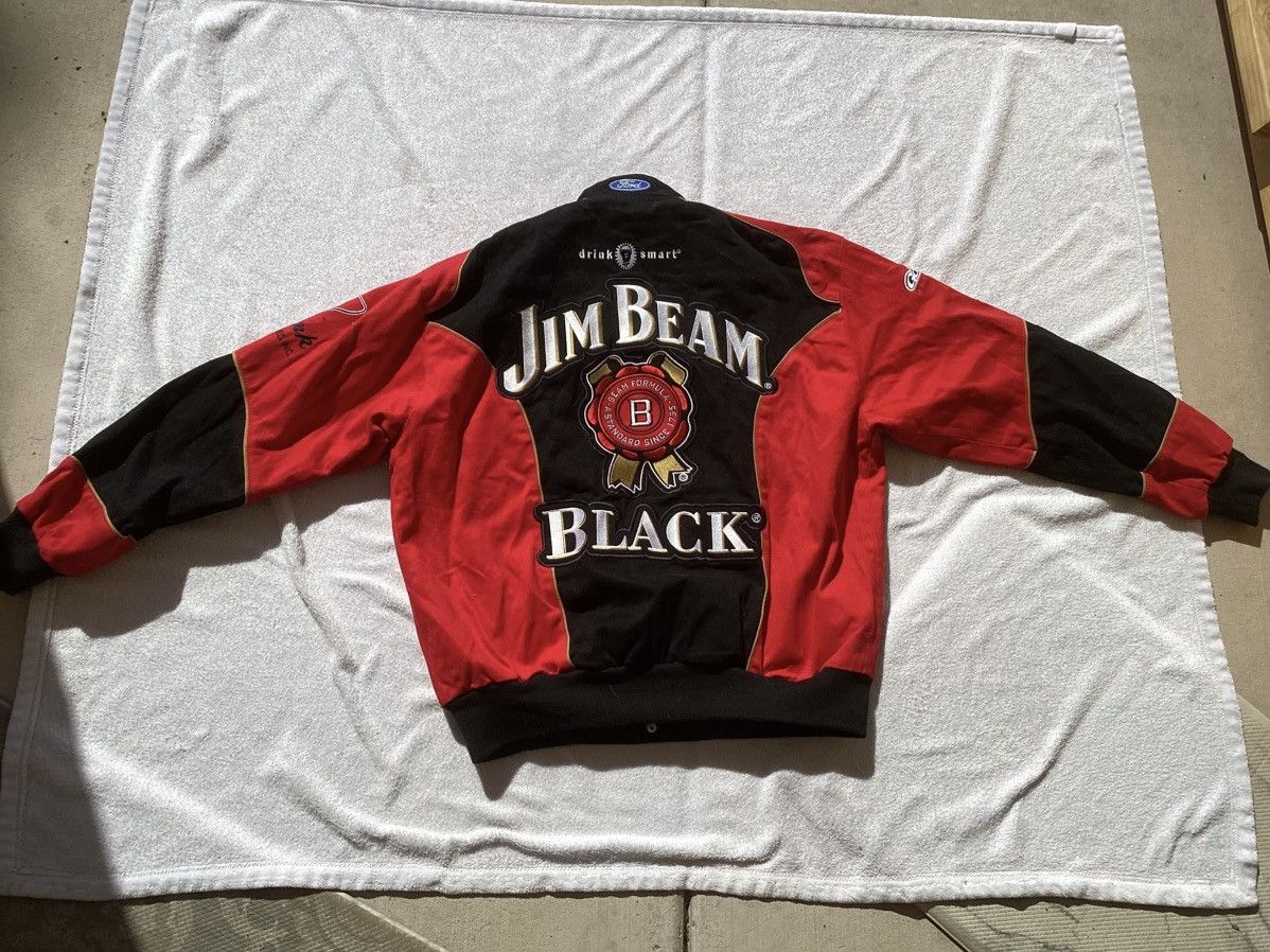 NASCAR Vtg Robby Gordon Jim beam black whiskey racing twill jacket Size US L / EU 52-54 / 3 - 3 Thumbnail